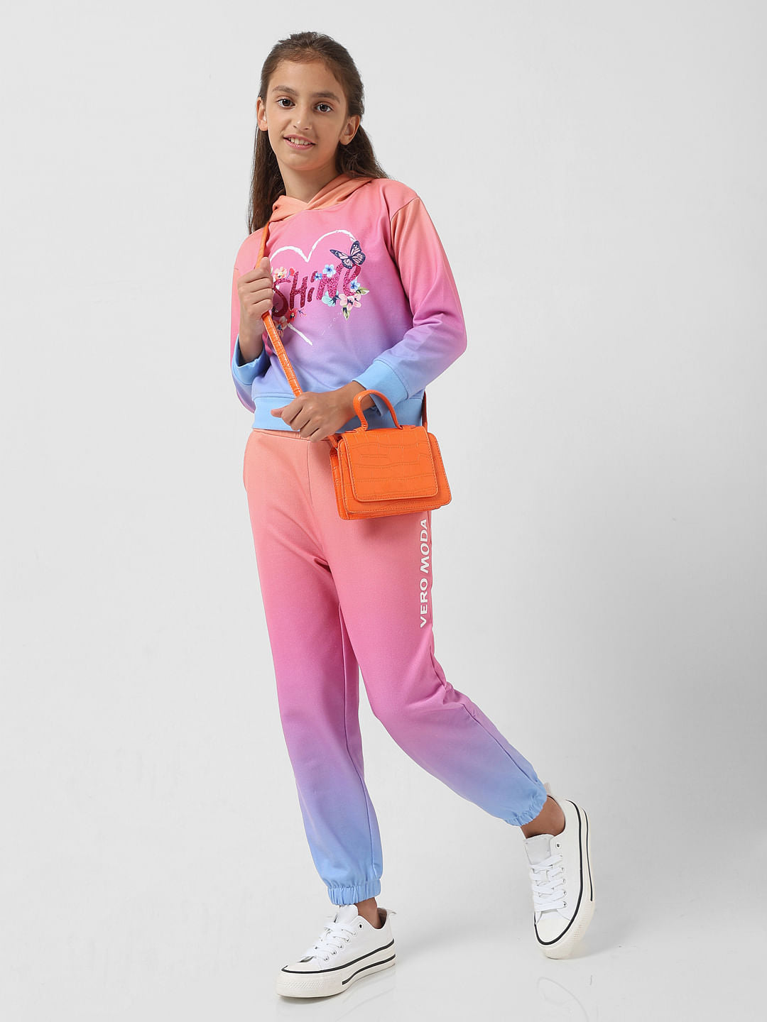 Girl Pink Mid Rise Ombre Sweatpants