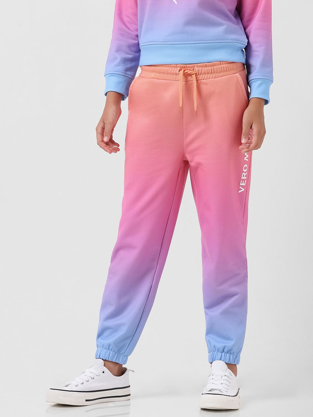 Girl Pink Mid Rise Ombre Sweatpants