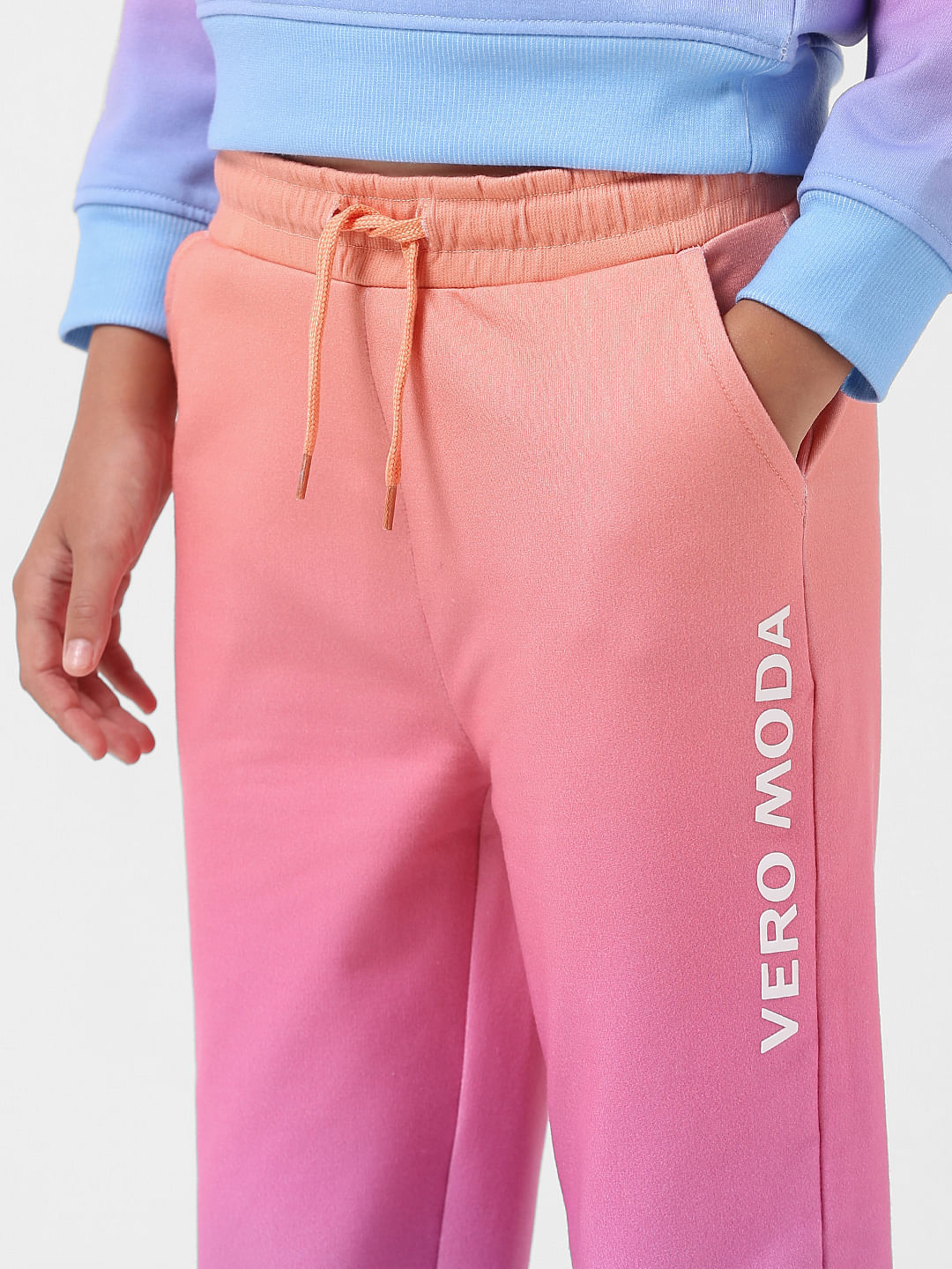 Girl Pink Mid Rise Ombre Sweatpants
