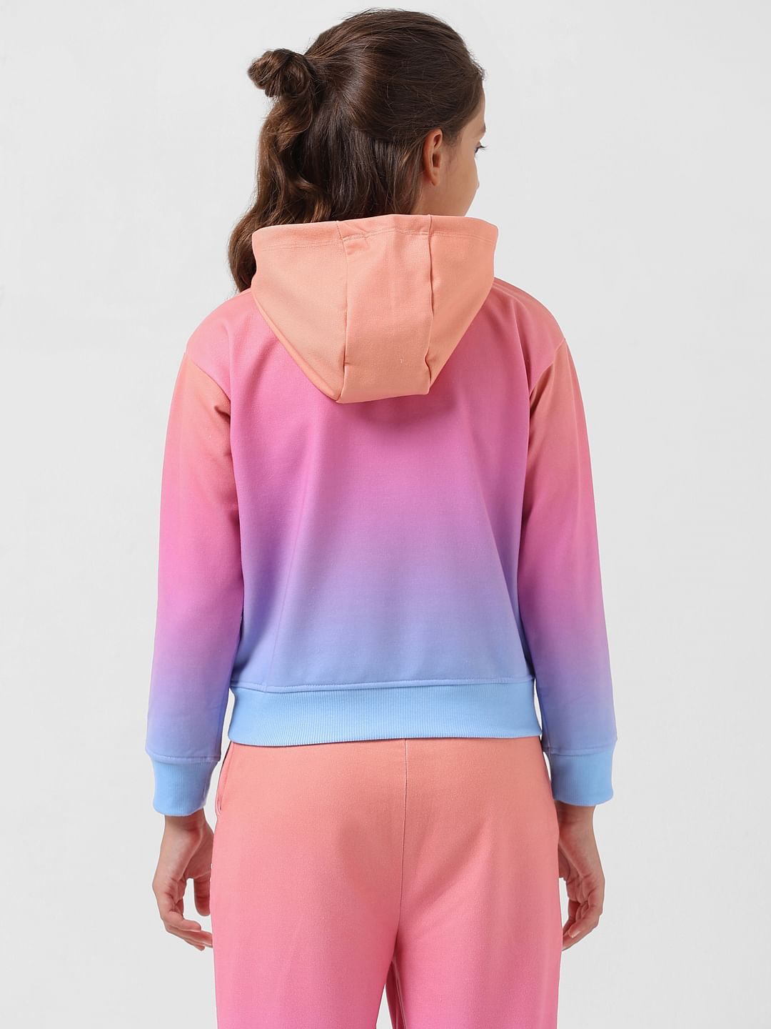 Girl Pink Hooded Ombre Sweatshirt