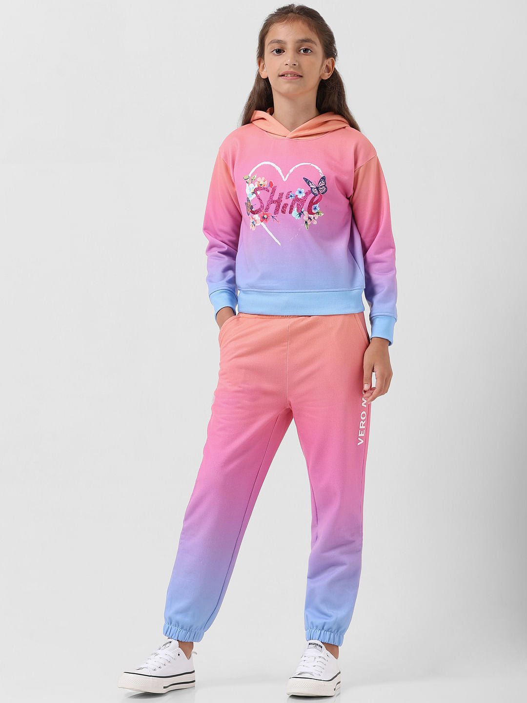 Girl Pink Hooded Ombre Sweatshirt