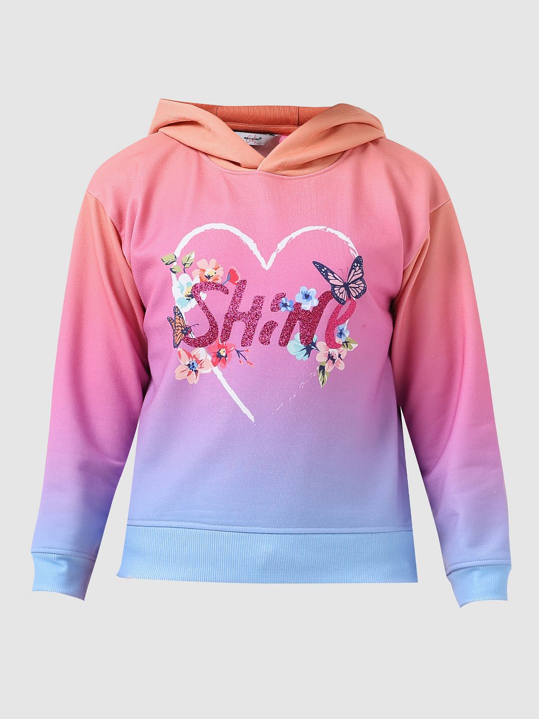 Girl Pink Hooded Ombre Sweatshirt