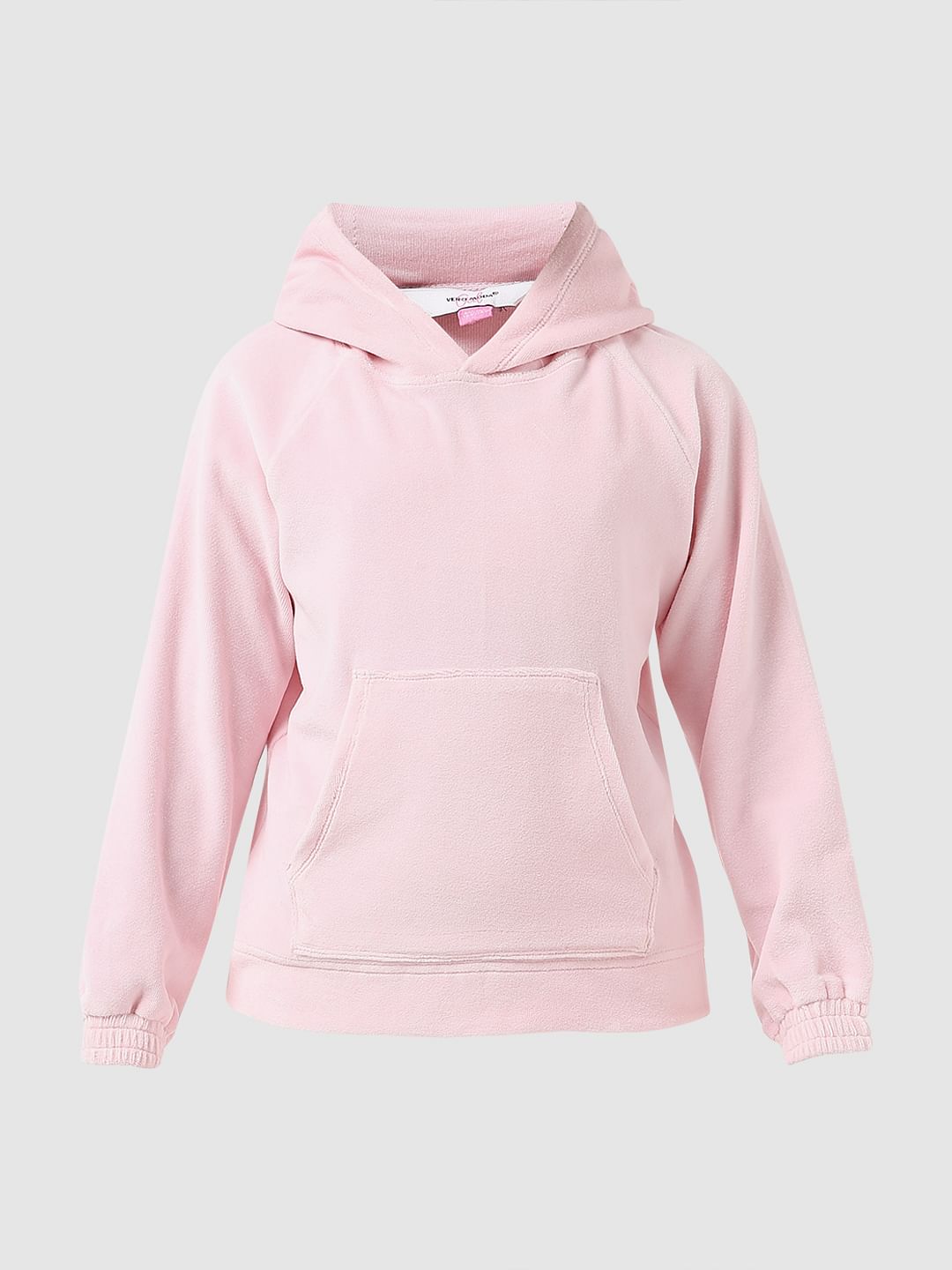 Girl Pink Velour Hooded Sweatshirt