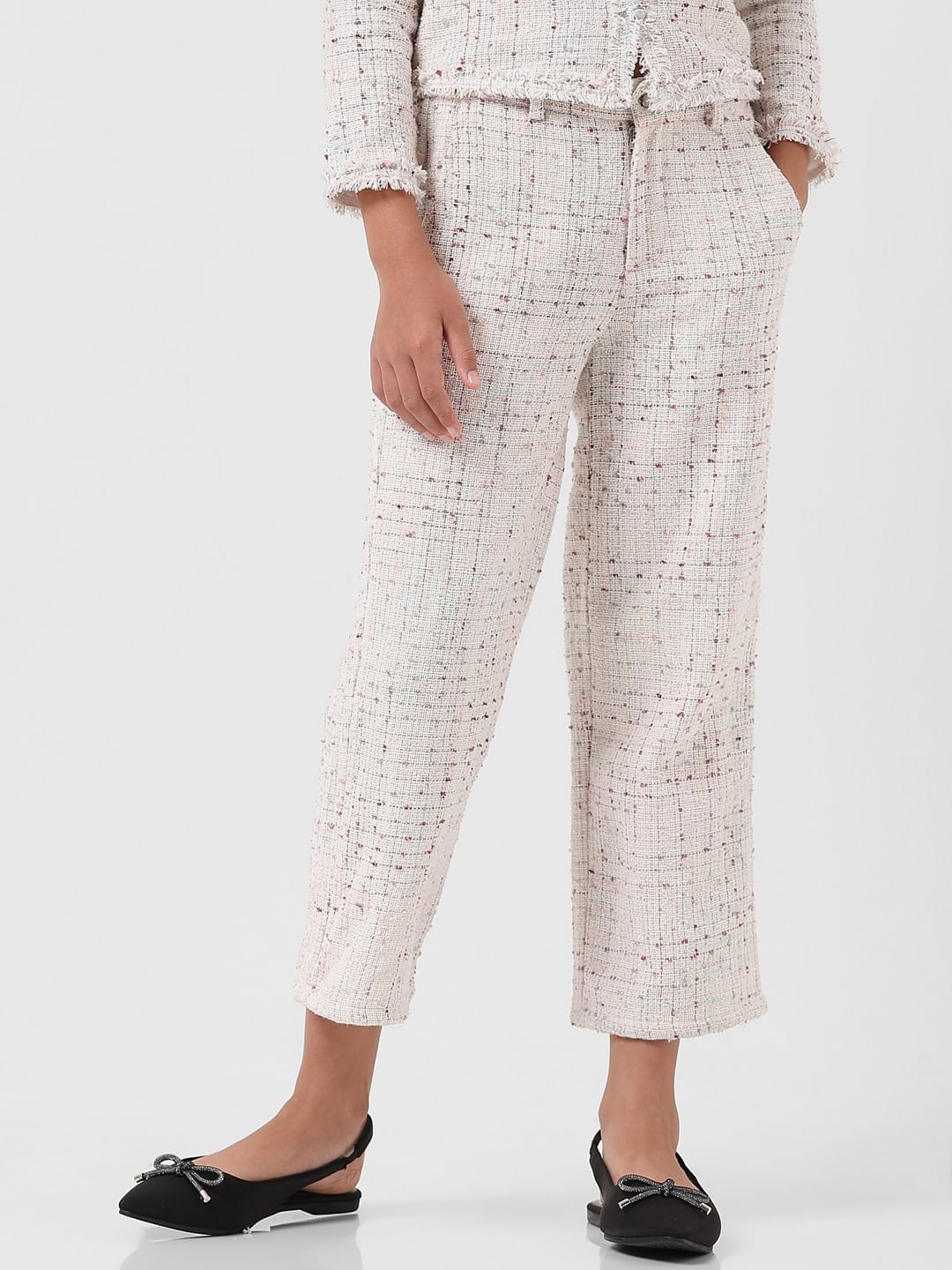 Girl White Mid Rise Yard Dyed Pants