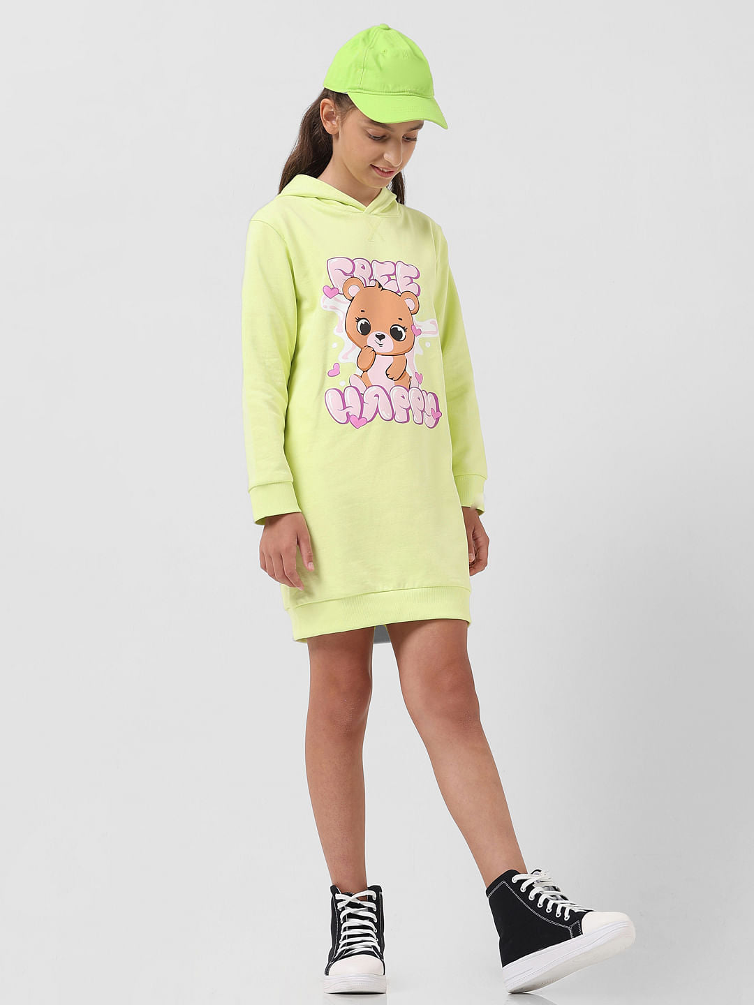 Girl Green Hooded Sweatshirt Dress