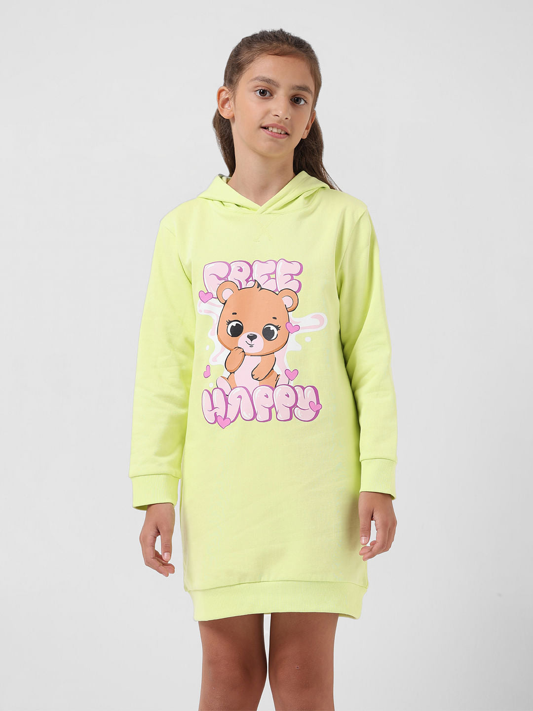 Girl Green Hooded Sweatshirt Dress