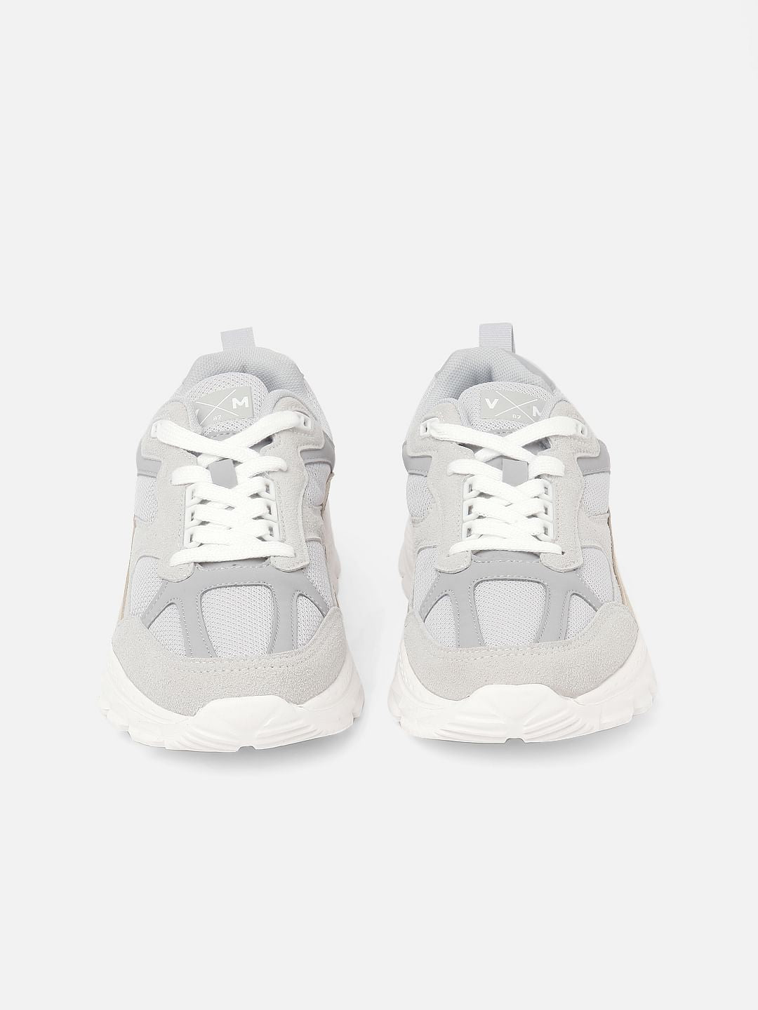 White Lace-Up Chunky Sneakers