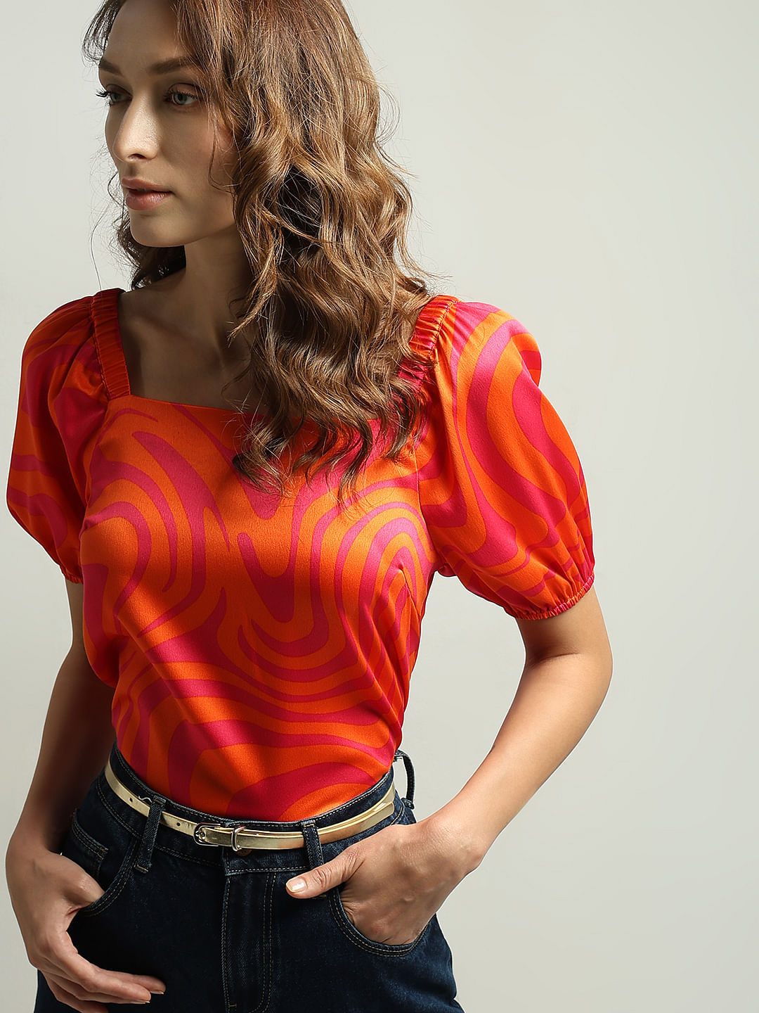 Orange Printed Top