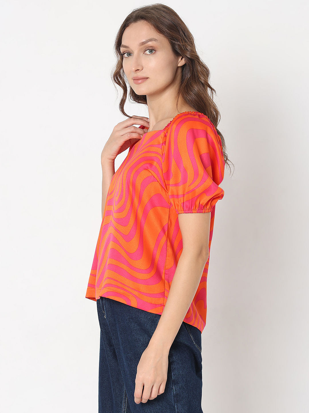 Orange Printed Top