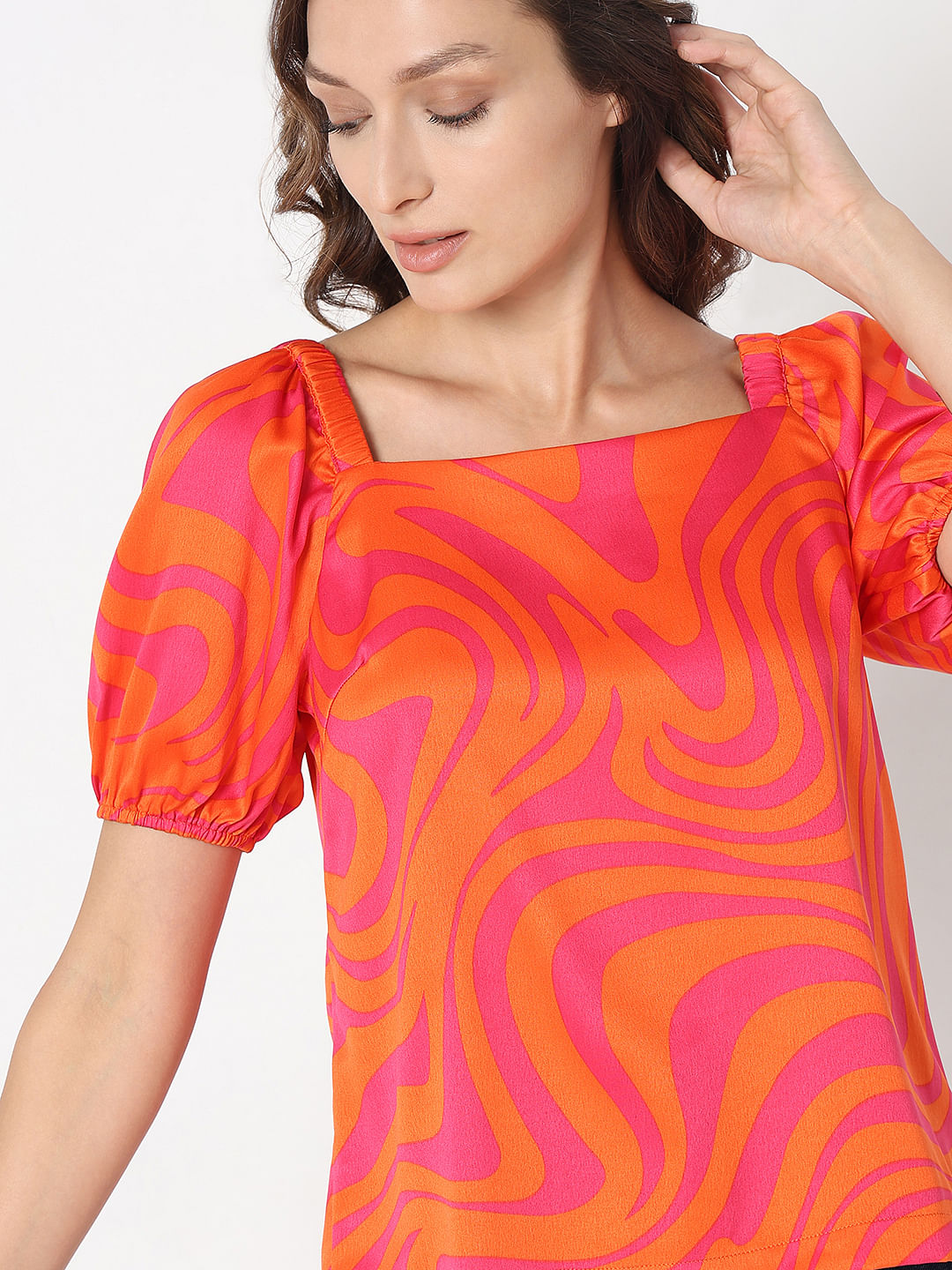 Orange Printed Top