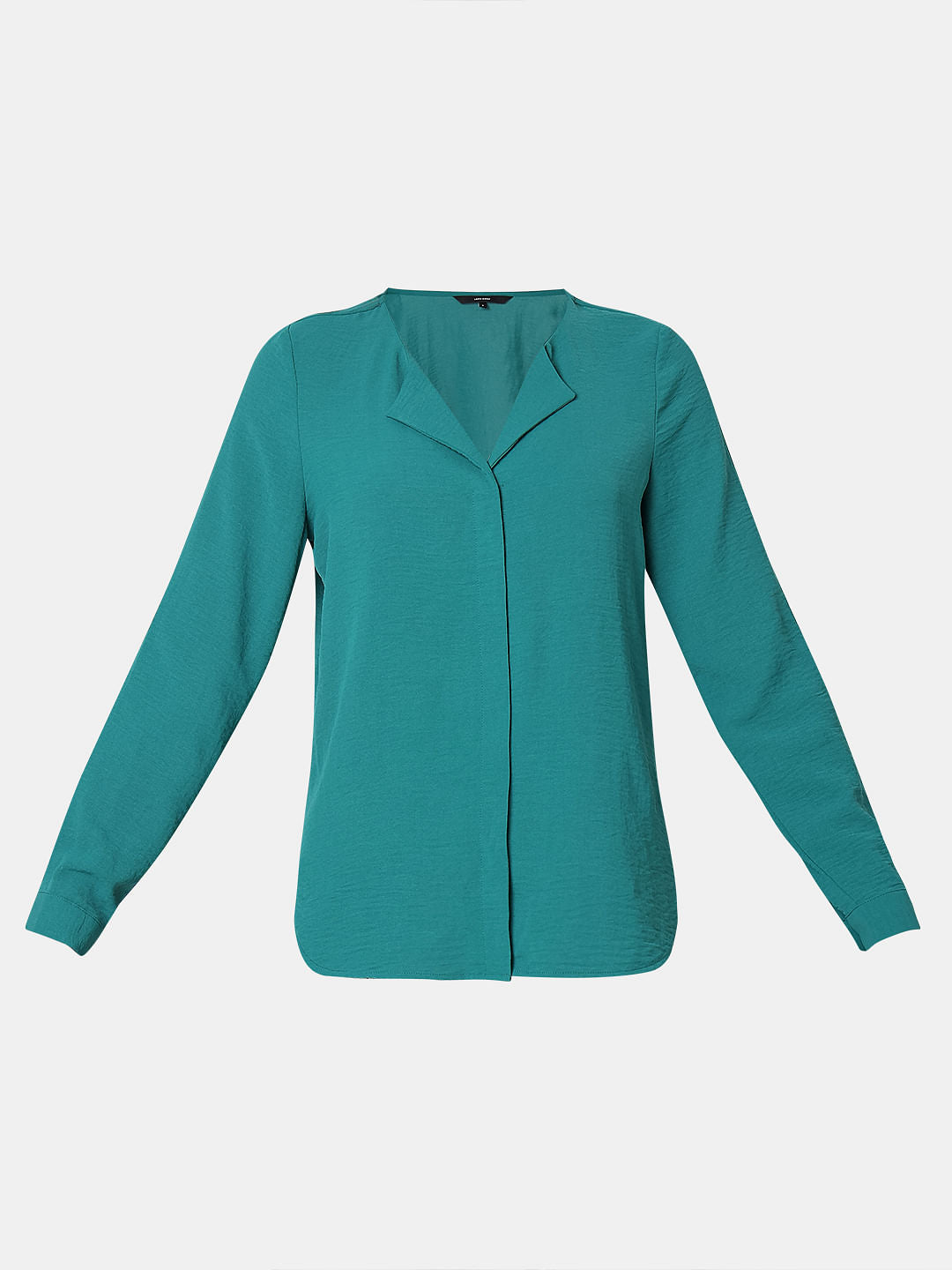 Green Front Button Top