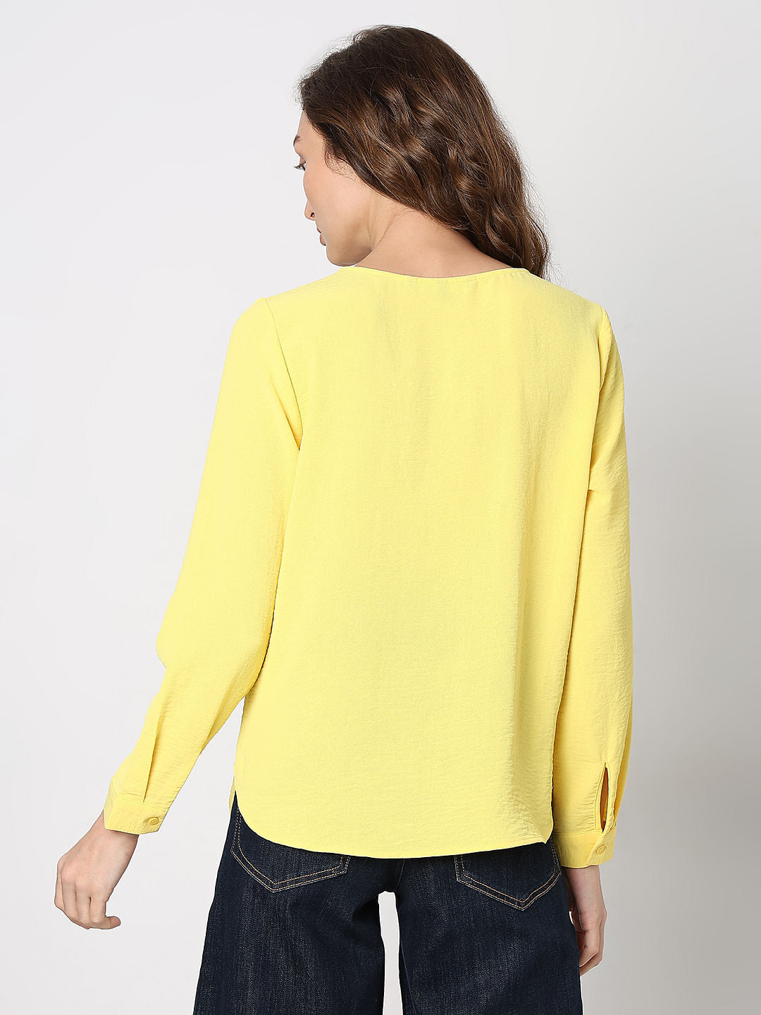 Yellow Front Button Top