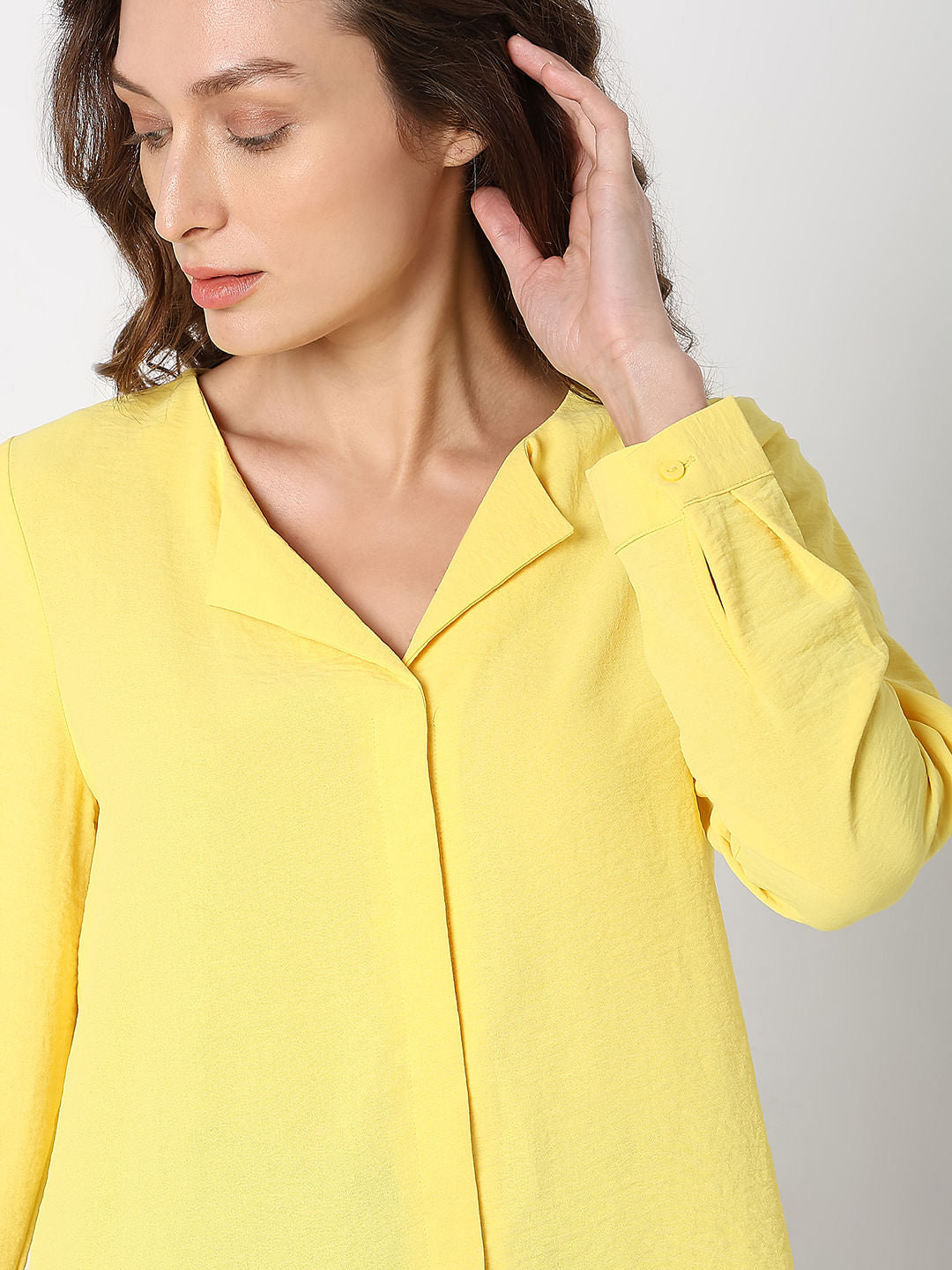Yellow Front Button Top