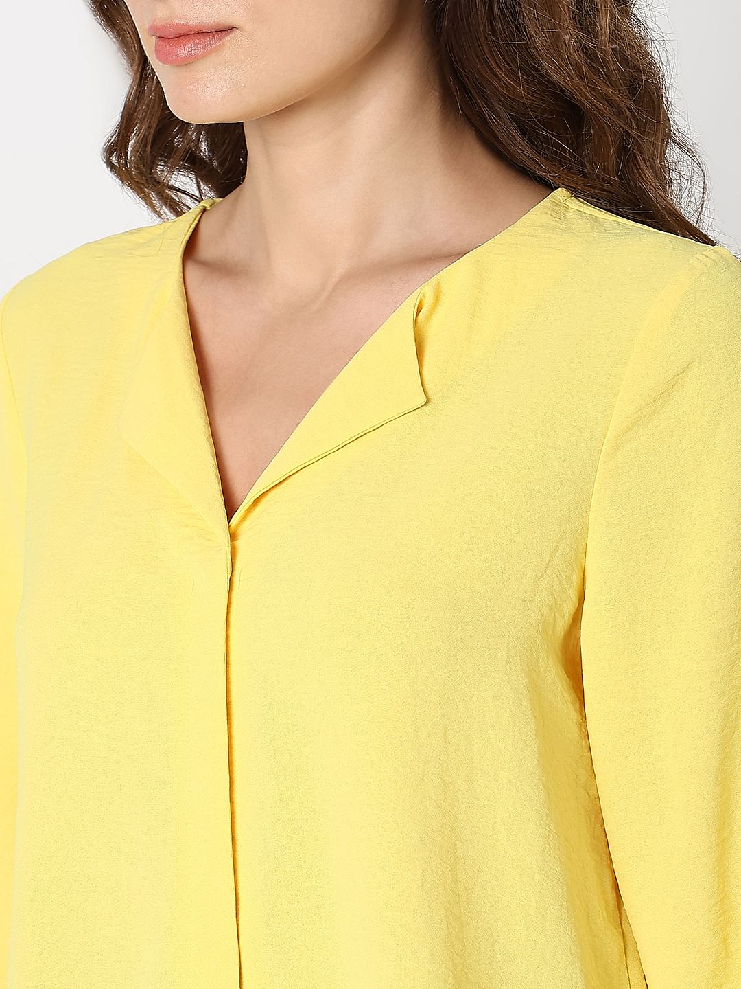 Yellow Front Button Top