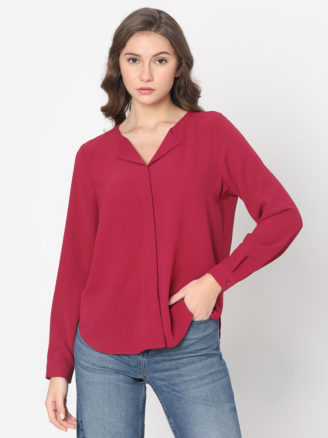 Red Shirt-Style Top