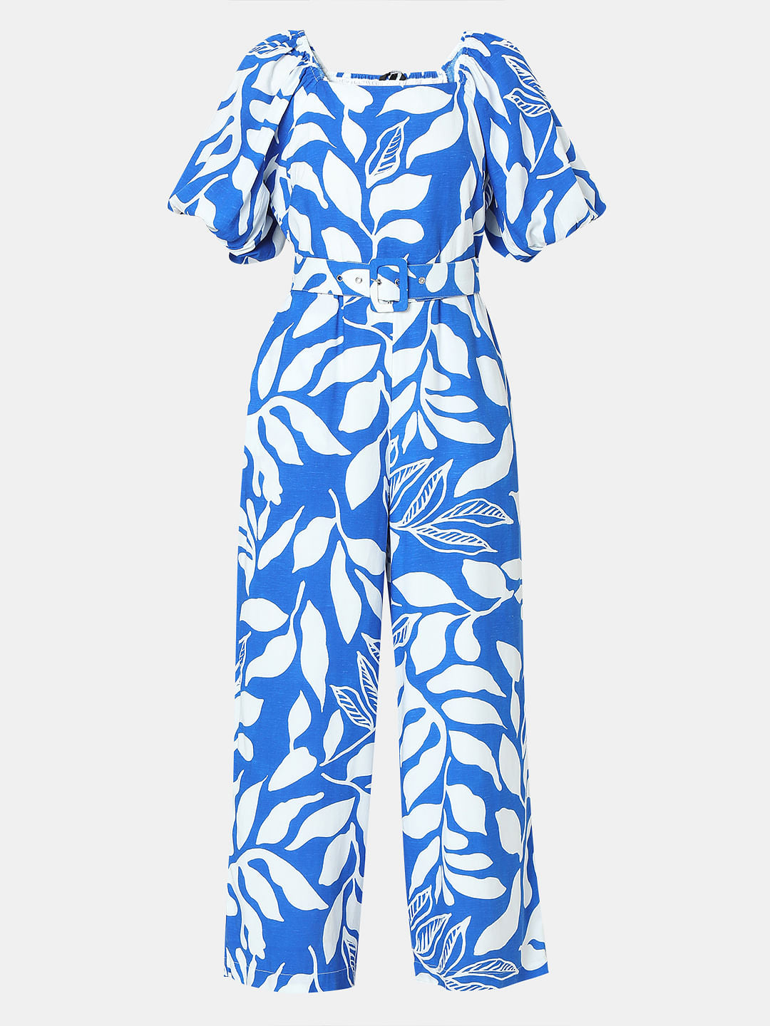 Blue & White Printed Jumpsuit