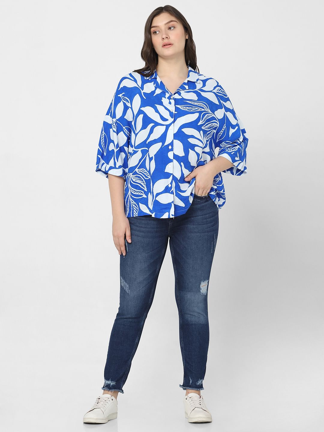 Curve Blue Abstract Print Shirt