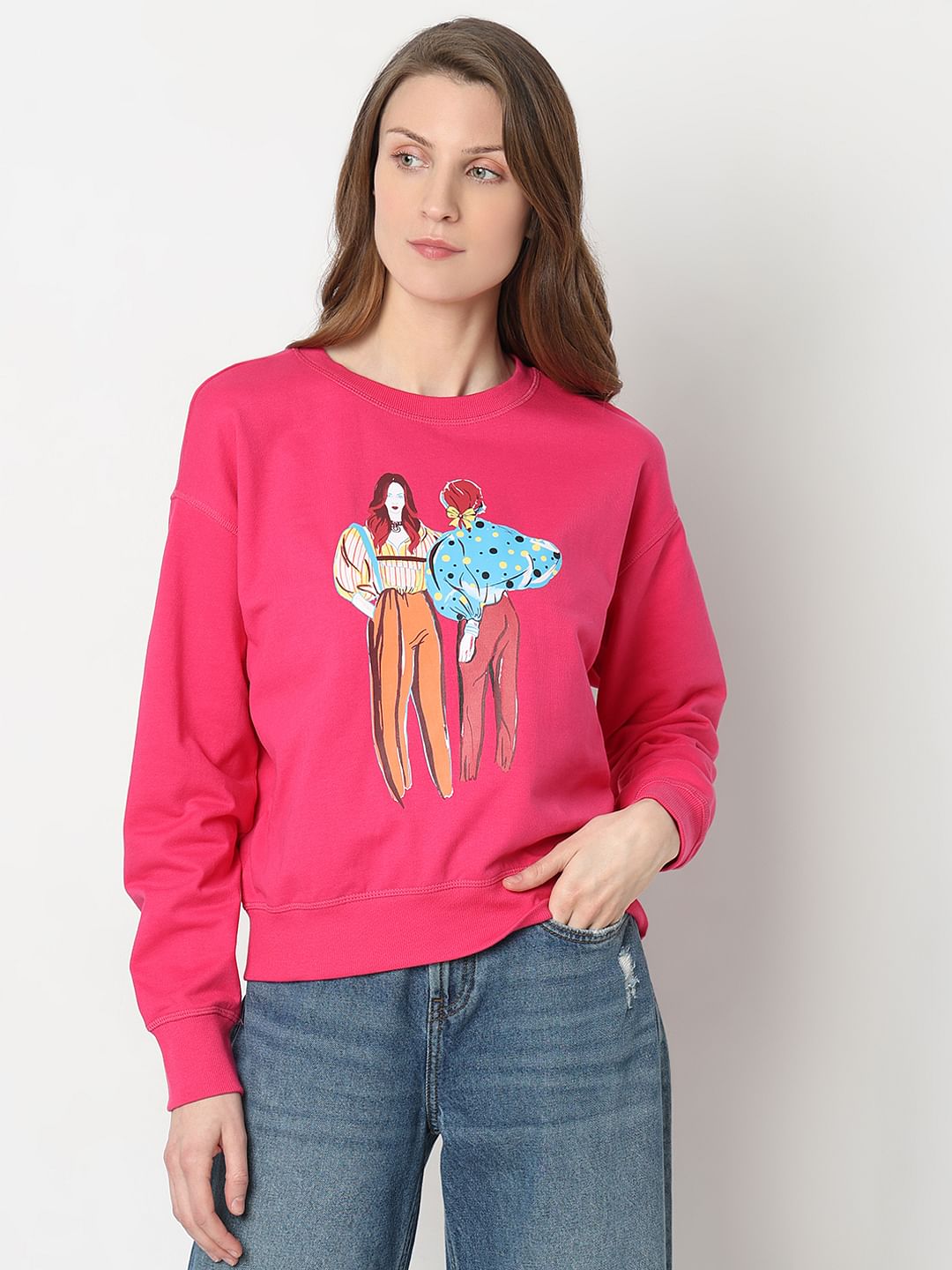 Pink Printed Sweatshirt