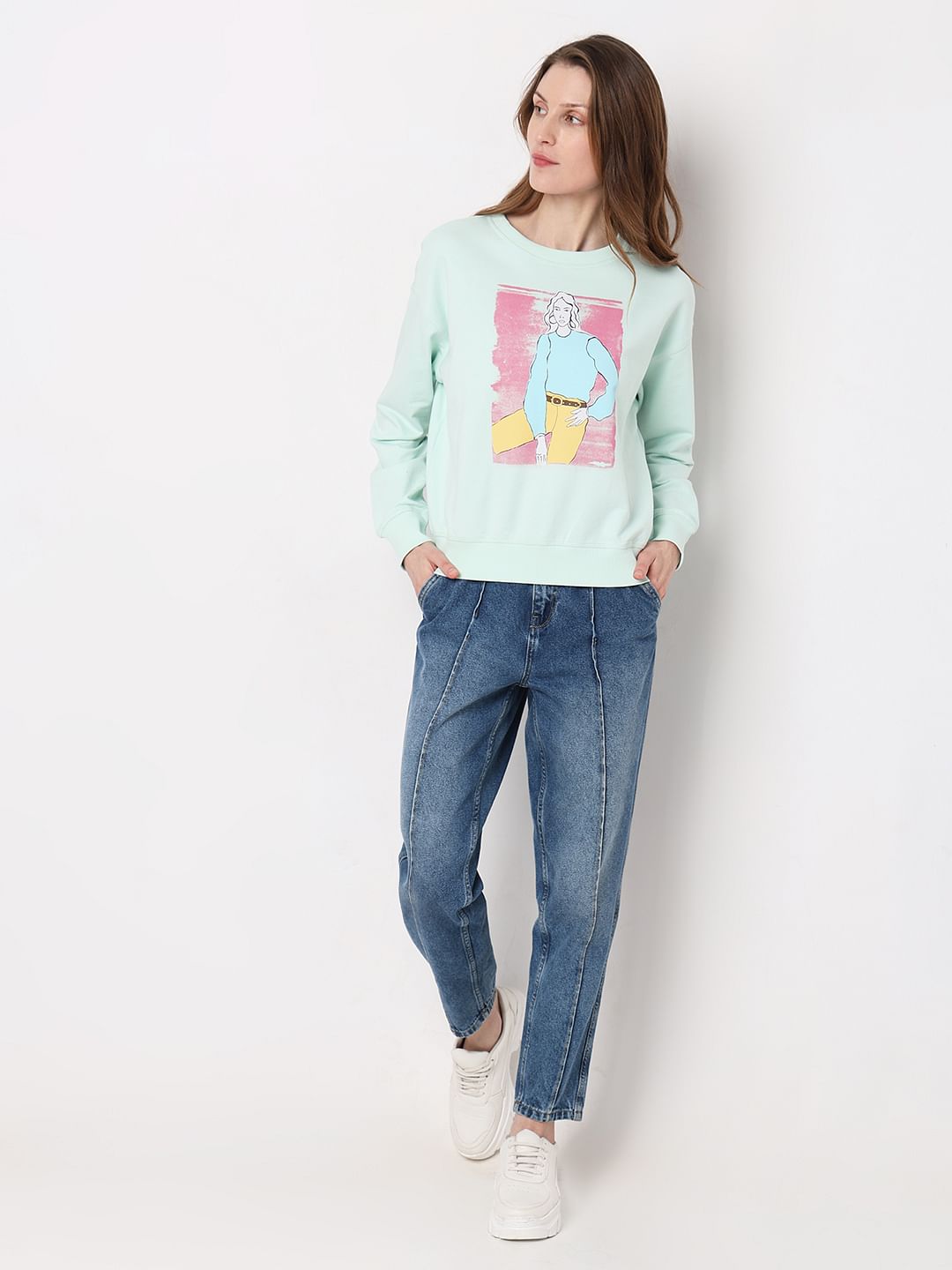Blue Printed Sweatshirt
