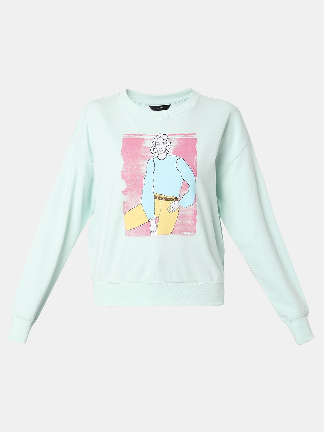 Blue Printed Sweatshirt