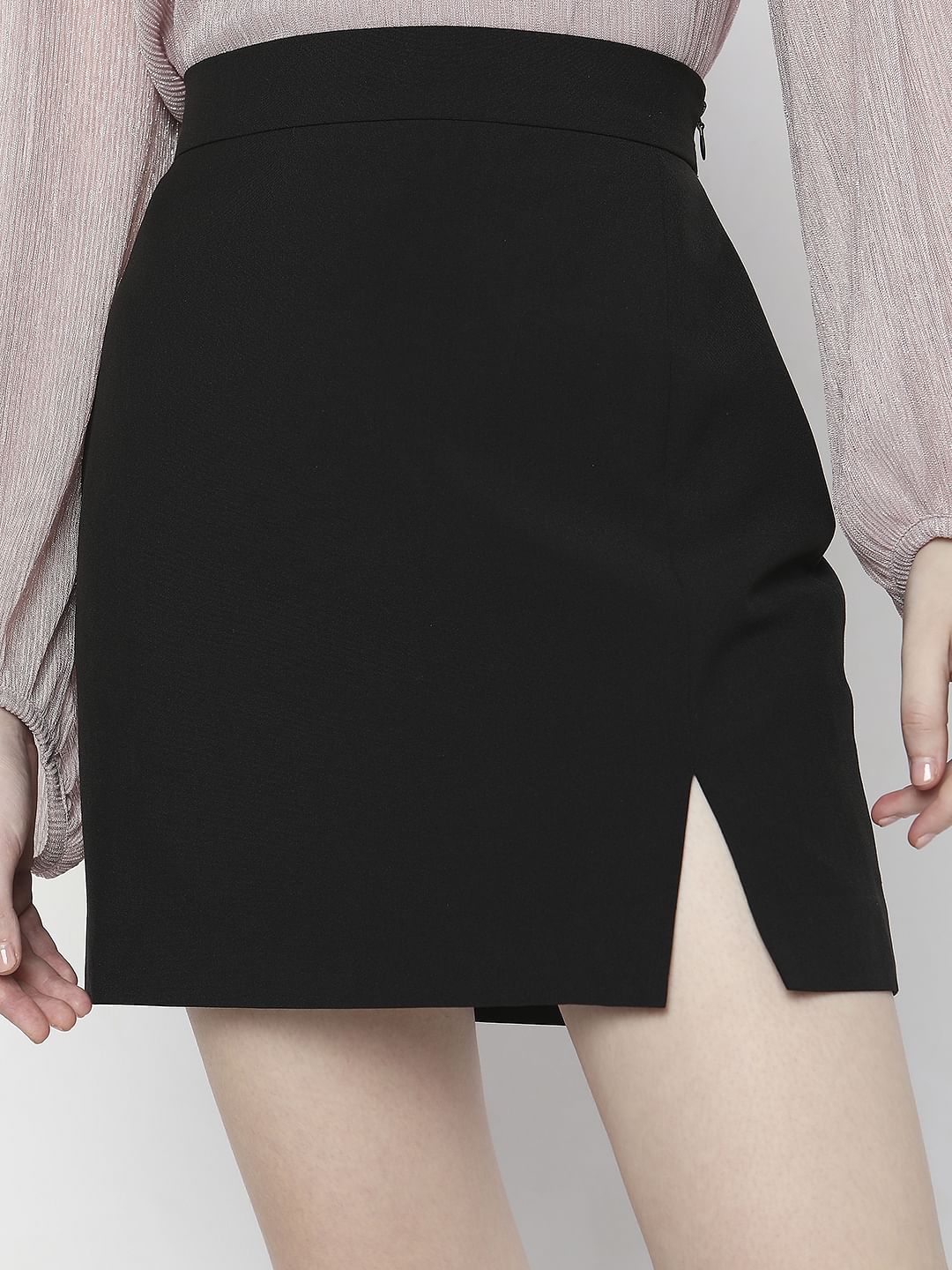 Black High Rise Mini Skirt