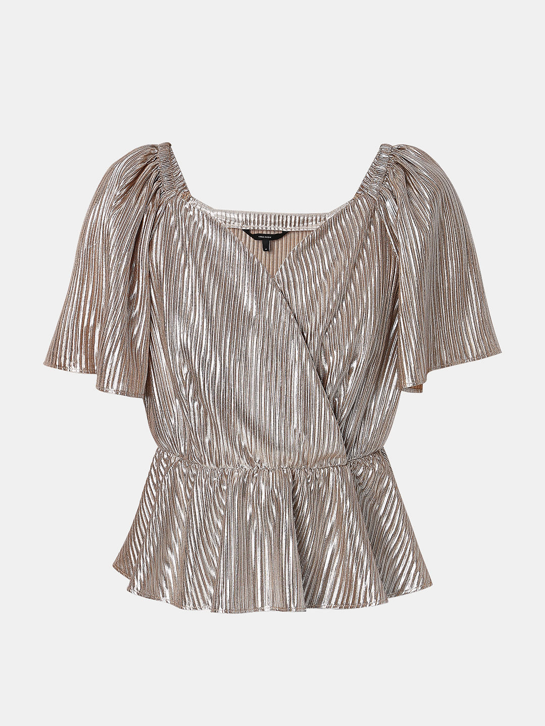 Pink Textured Flared Sleeves Top