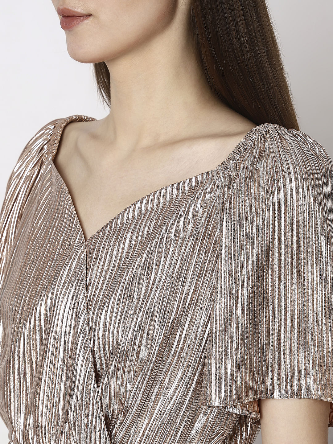 Pink Textured Flared Sleeves Top