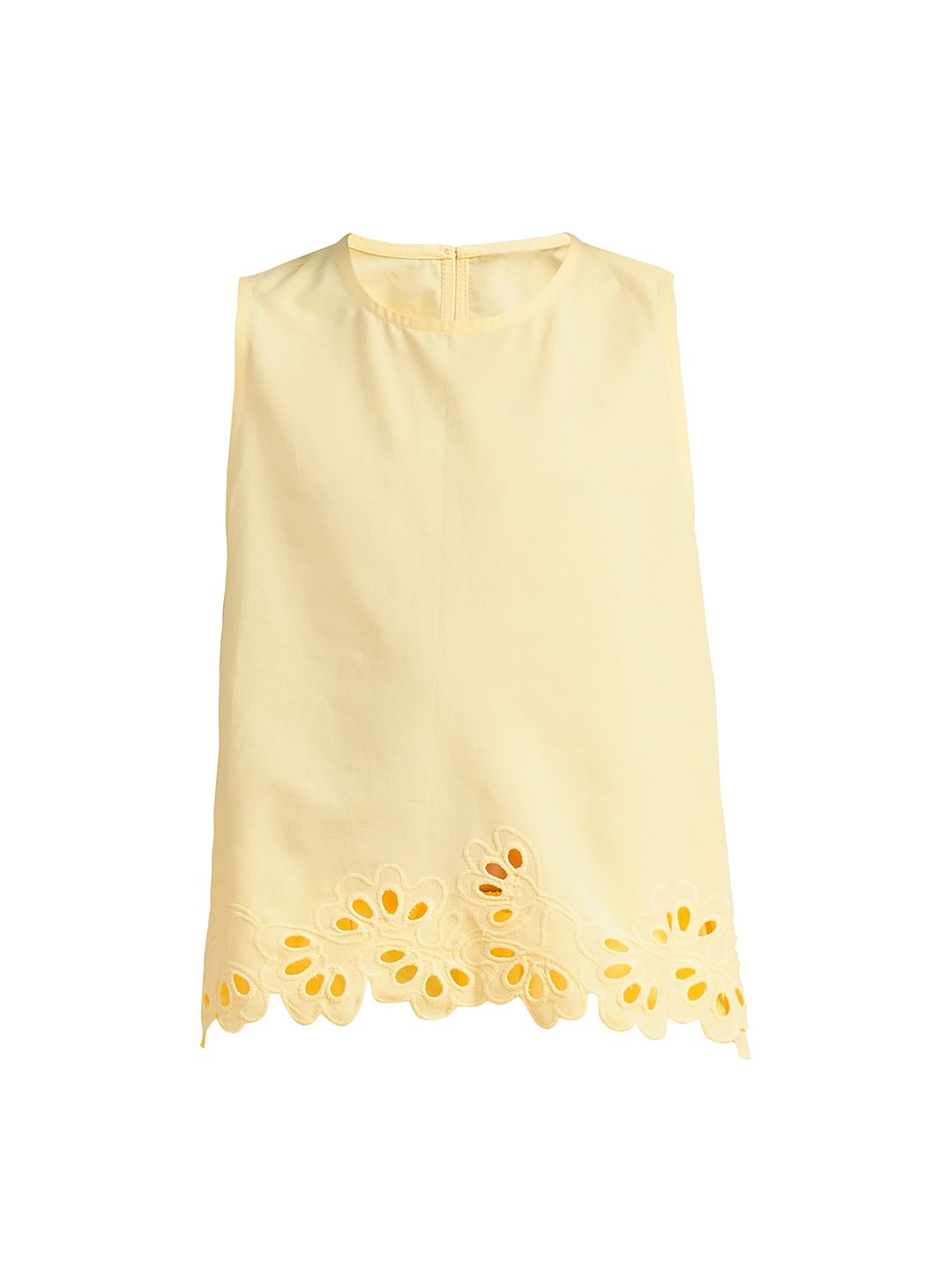 Girls Yellow Laser Cut Co-Ord Set Top