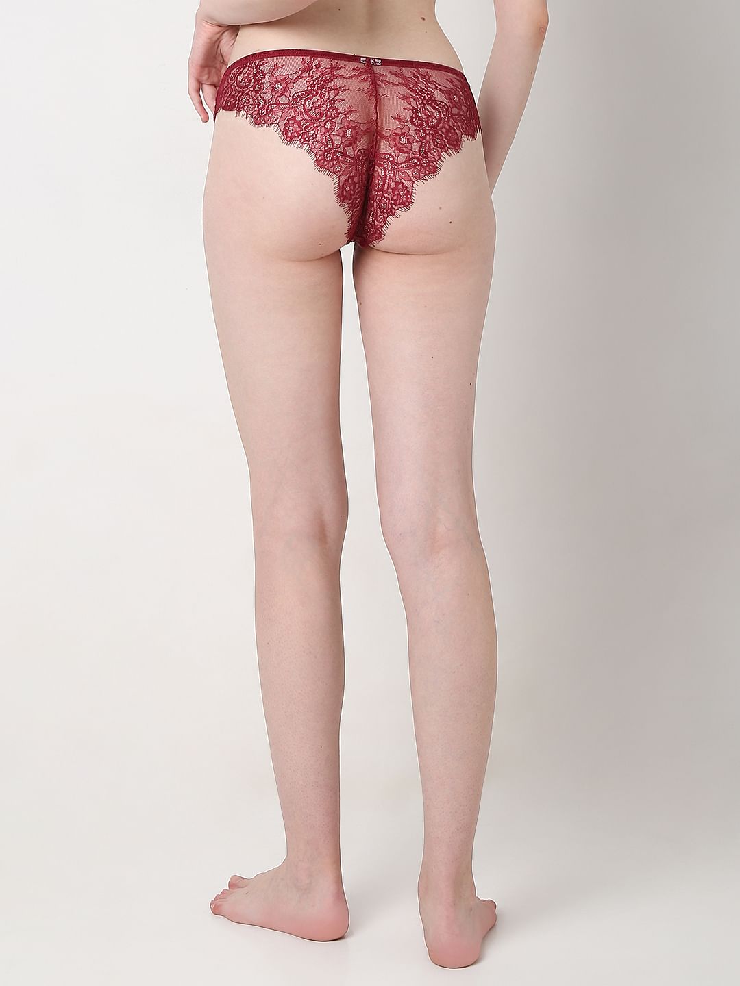 Intimates Dark Red Lace Mini Briefs
