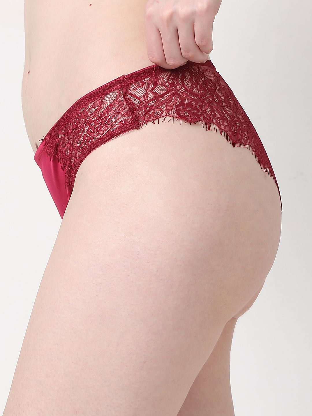 Intimates Dark Red Lace Mini Briefs