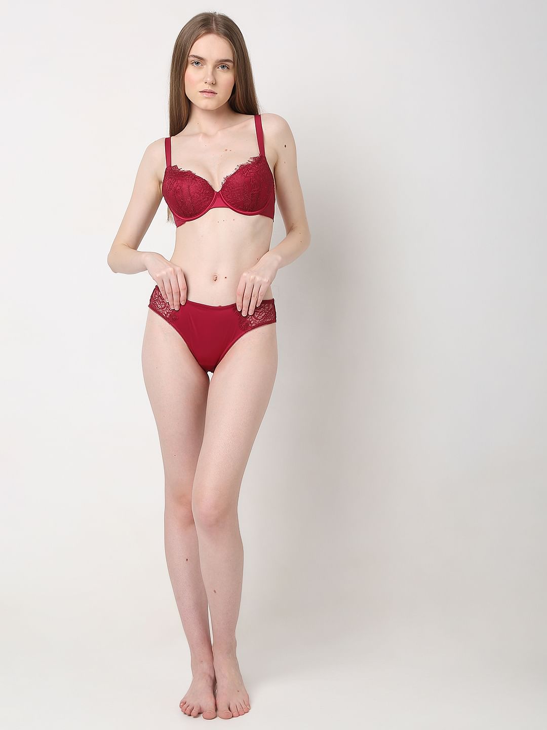 Intimates Dark Red Lace Mini Briefs