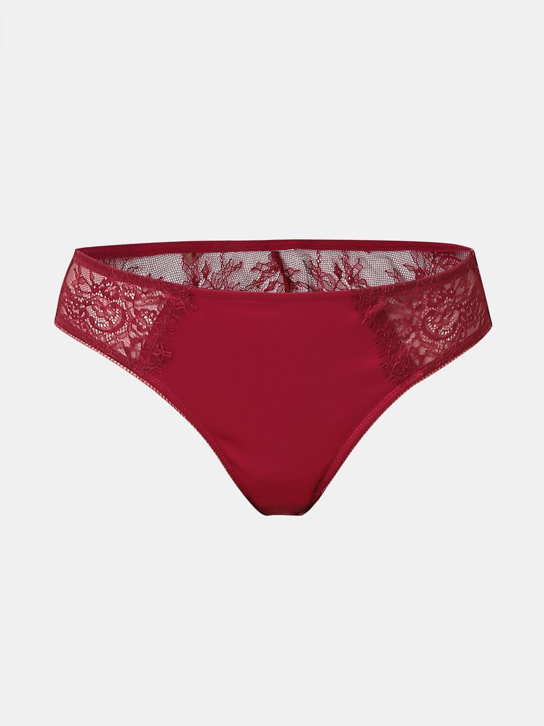 Intimates Dark Red Lace Mini Briefs