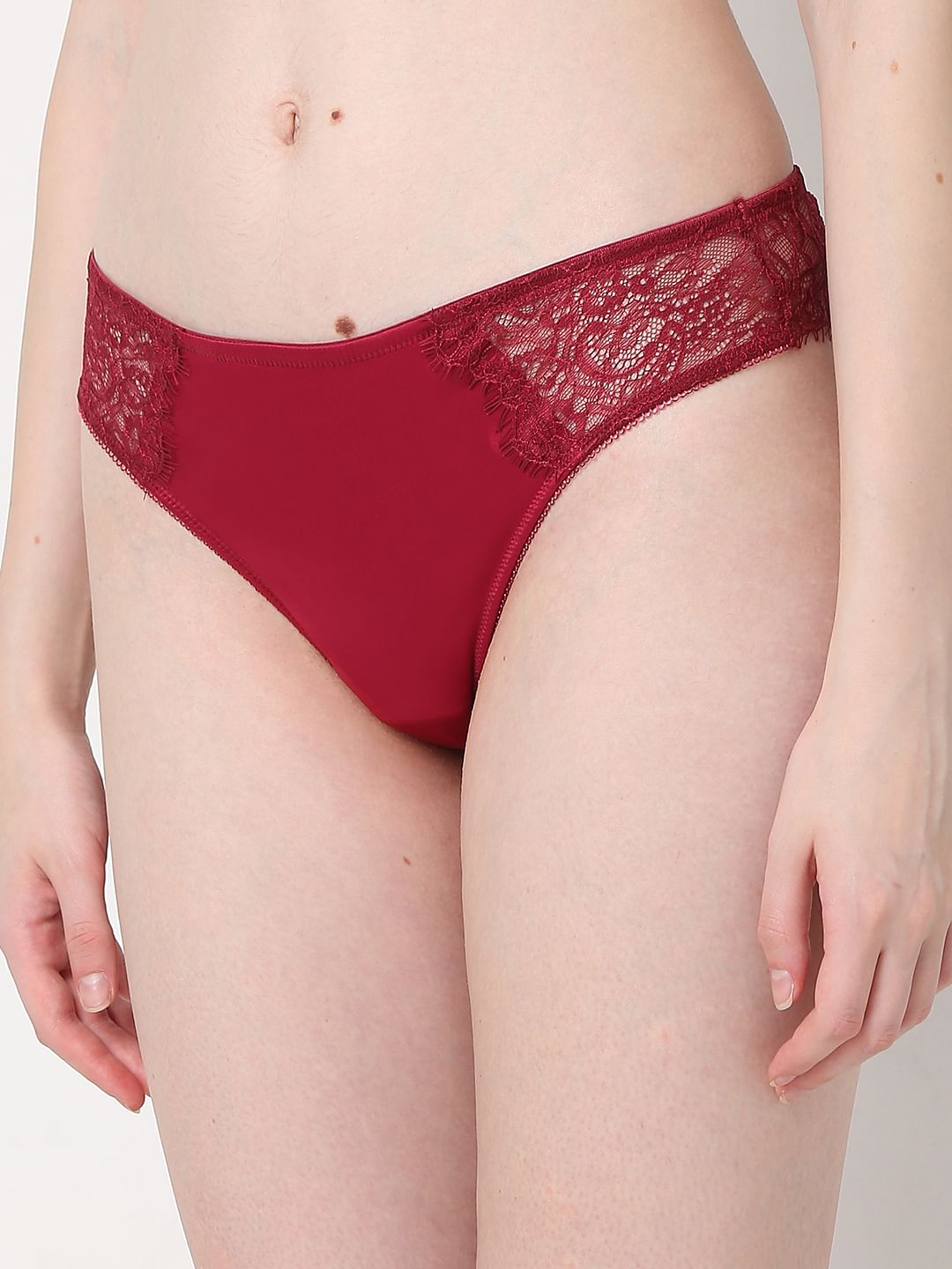 Intimates Dark Red Lace Mini Briefs