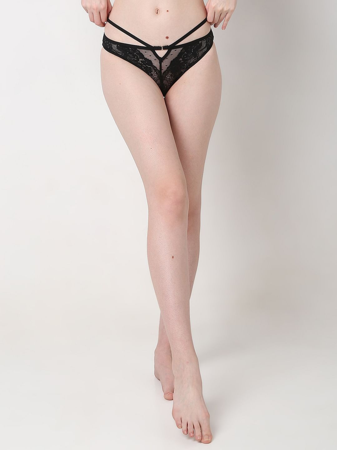 Intimates Black Lace Bikini Briefs