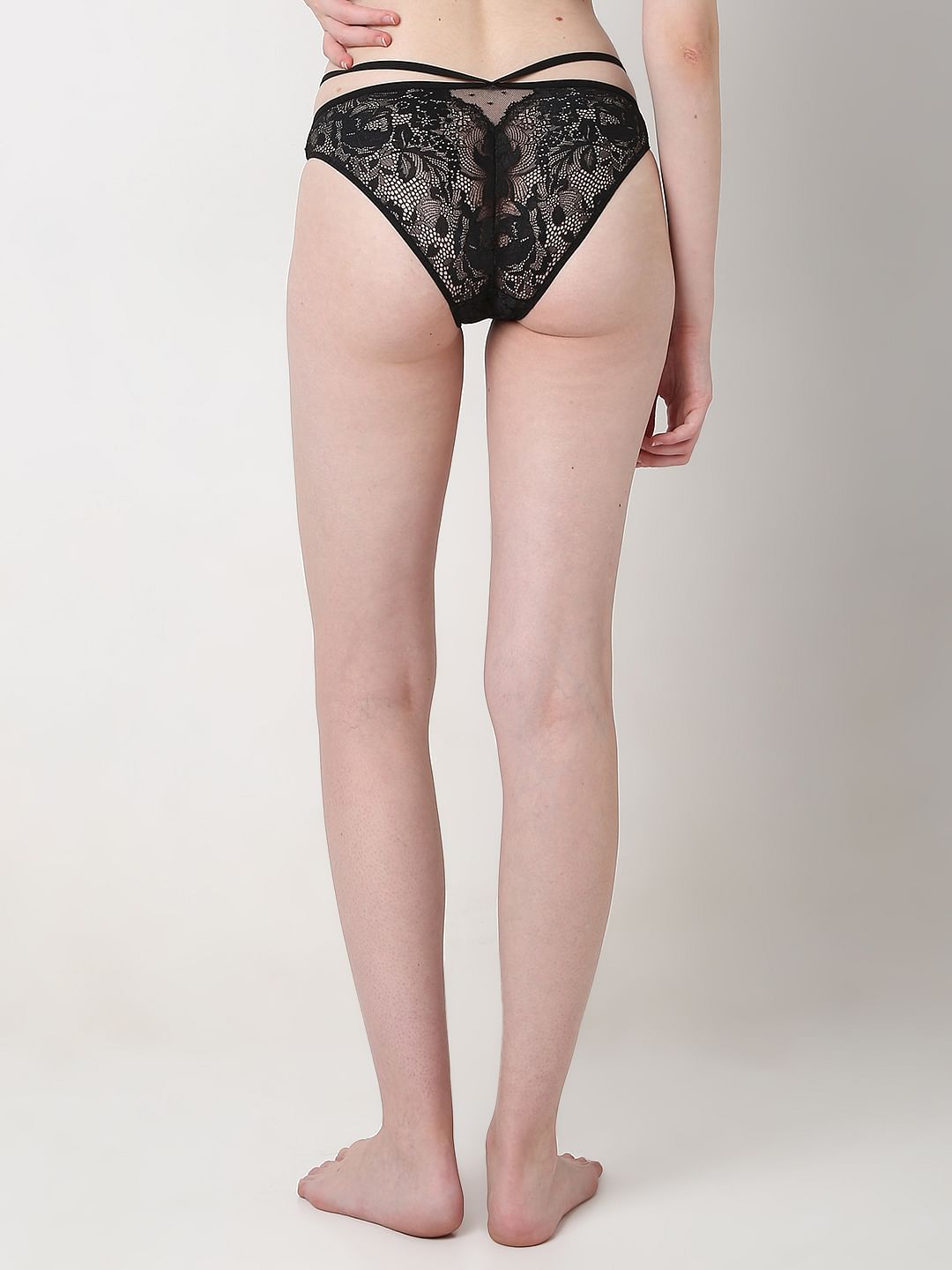 Intimates Black Lace Bikini Briefs