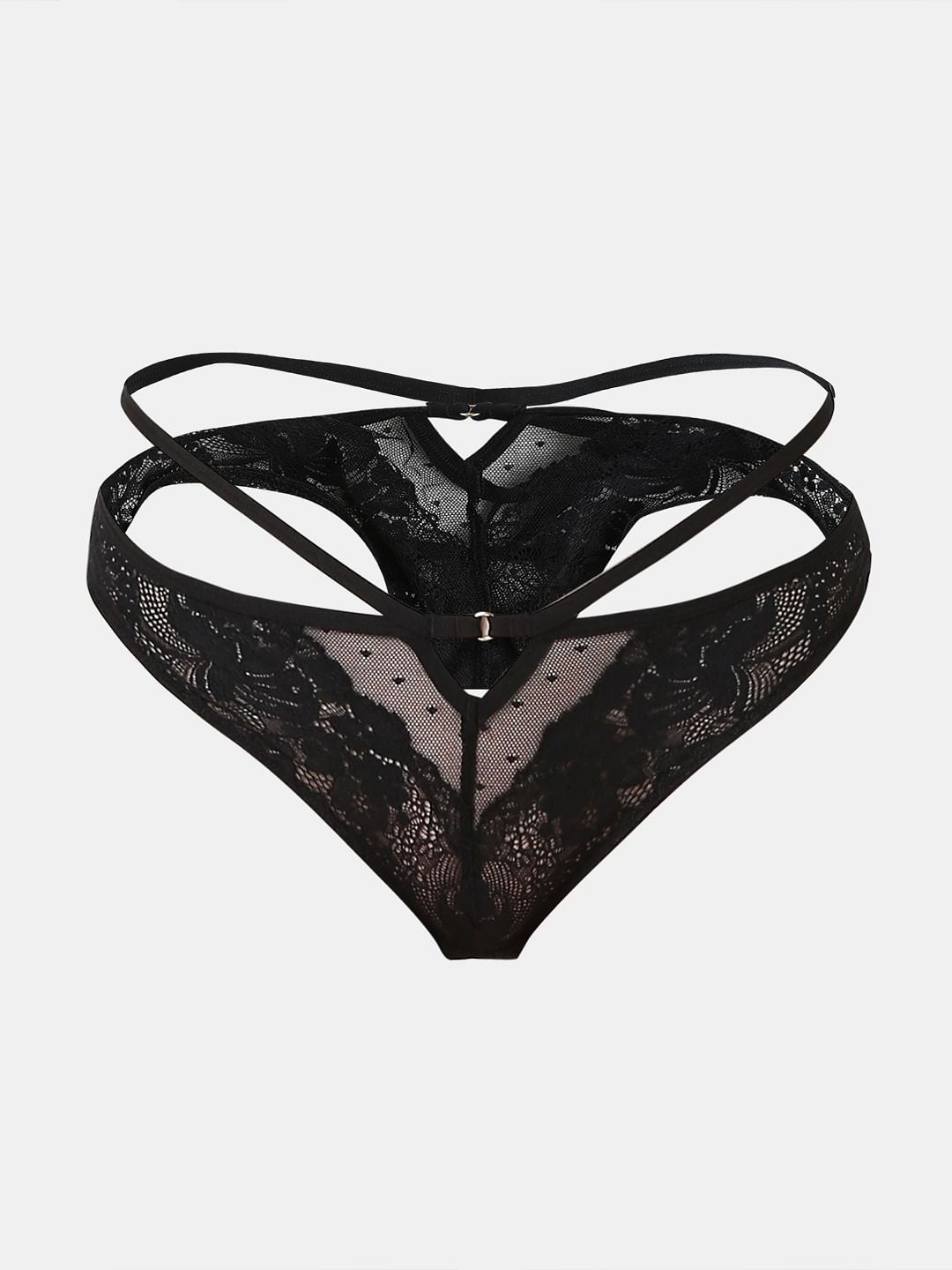 Intimates Black Lace Bikini Briefs