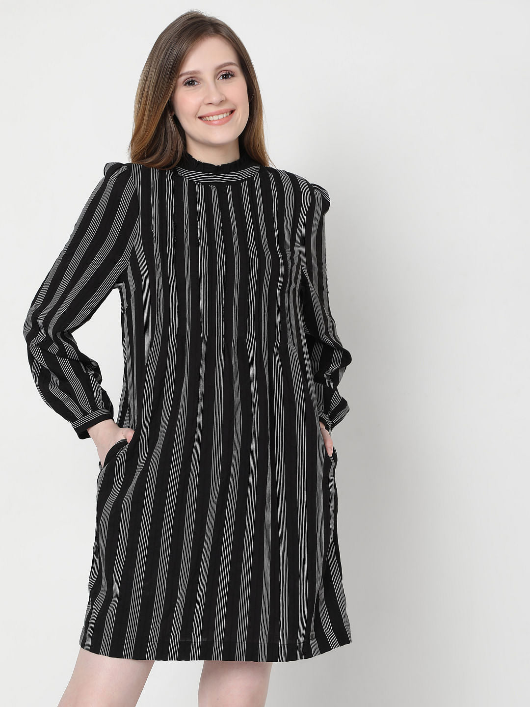 Black Striped Shift Dress