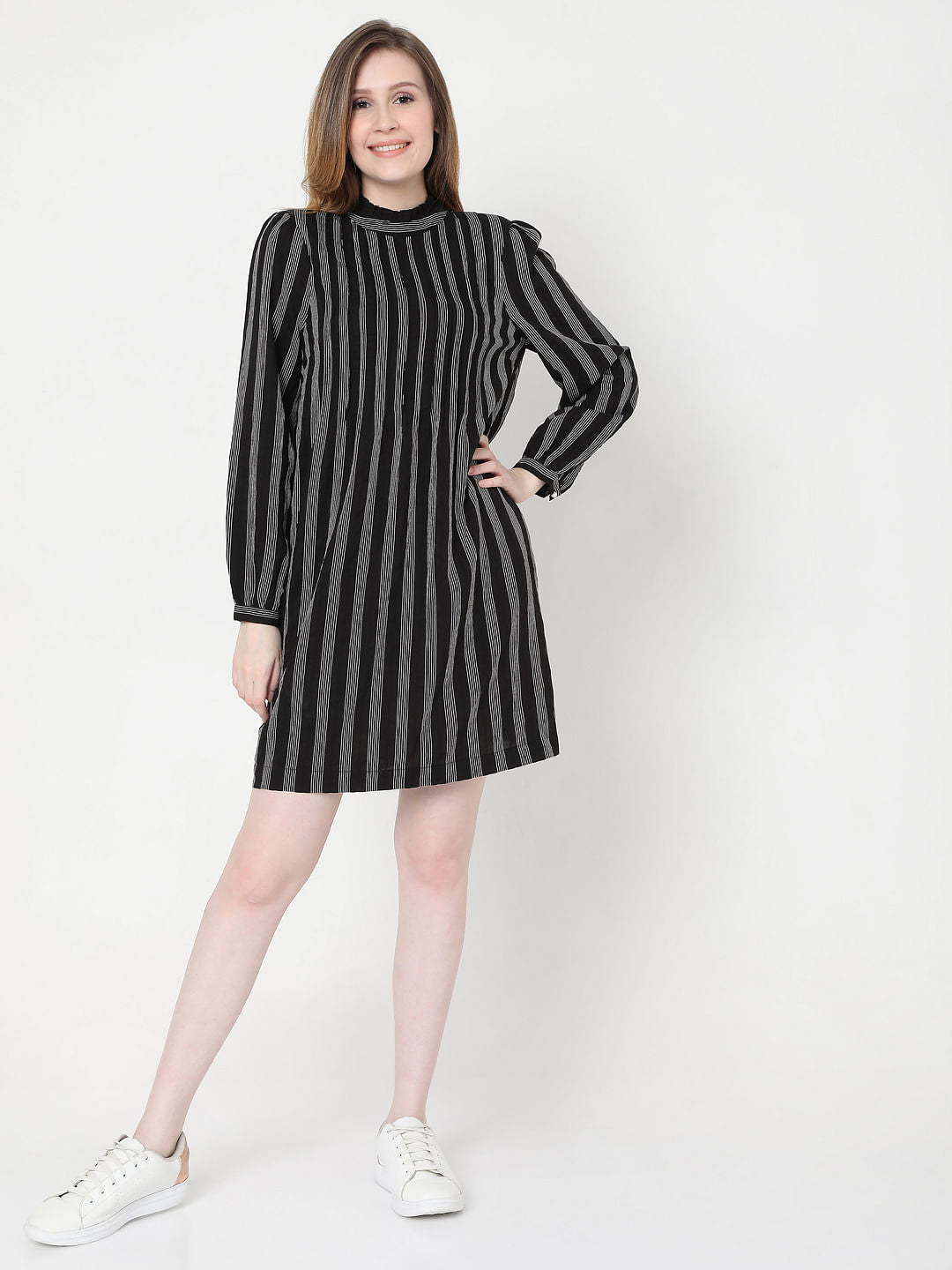 Black Striped Shift Dress