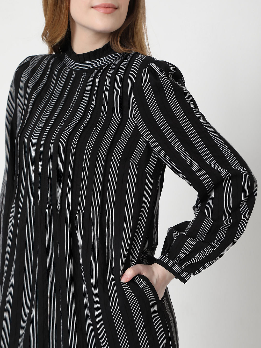 Black Striped Shift Dress