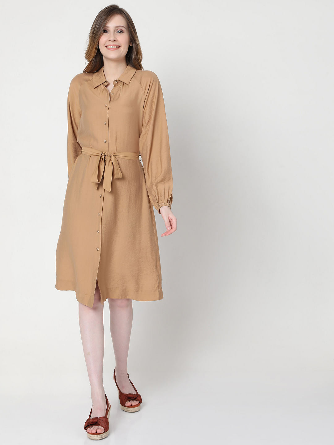 Beige Shirt Dress