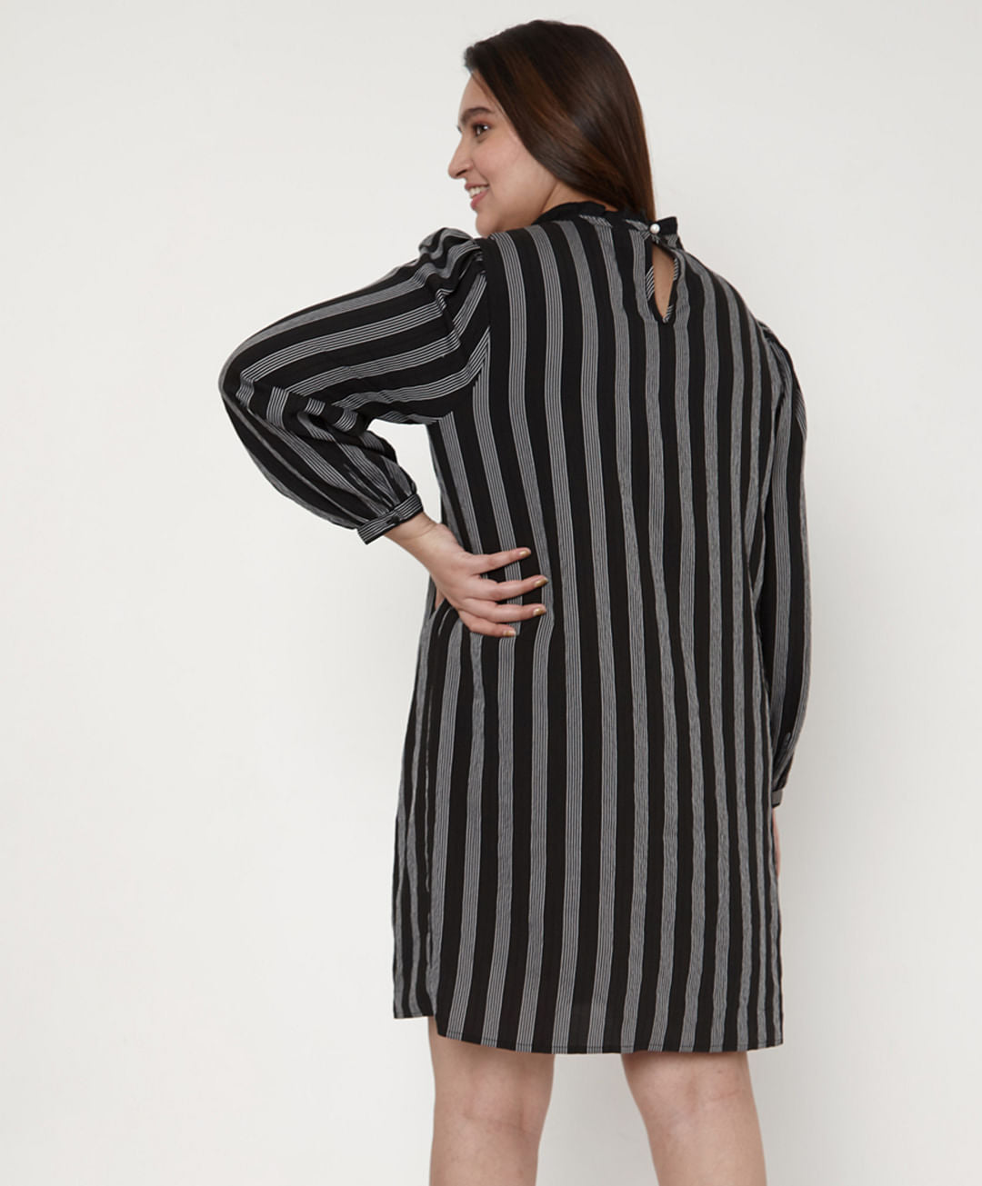Curve Black Striped Shift Dress