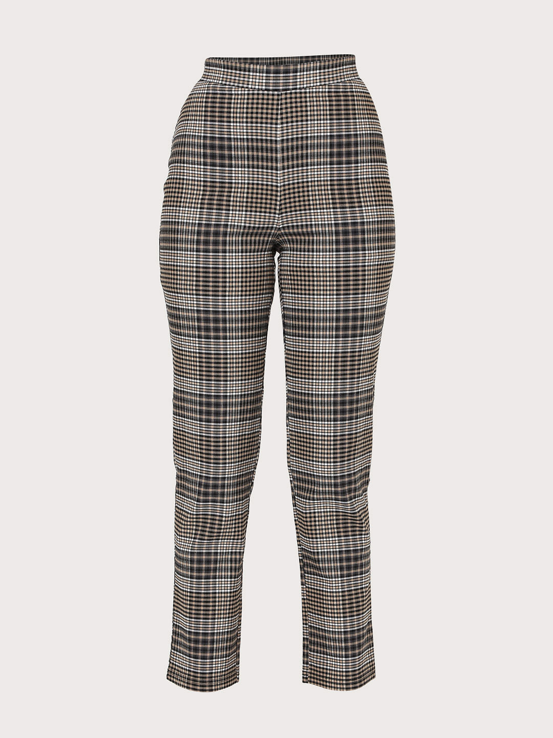 Brown High Rise Check Co-Ord Pants
