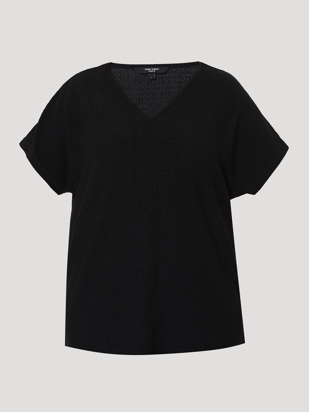 Curve Black V Neck Knit Top