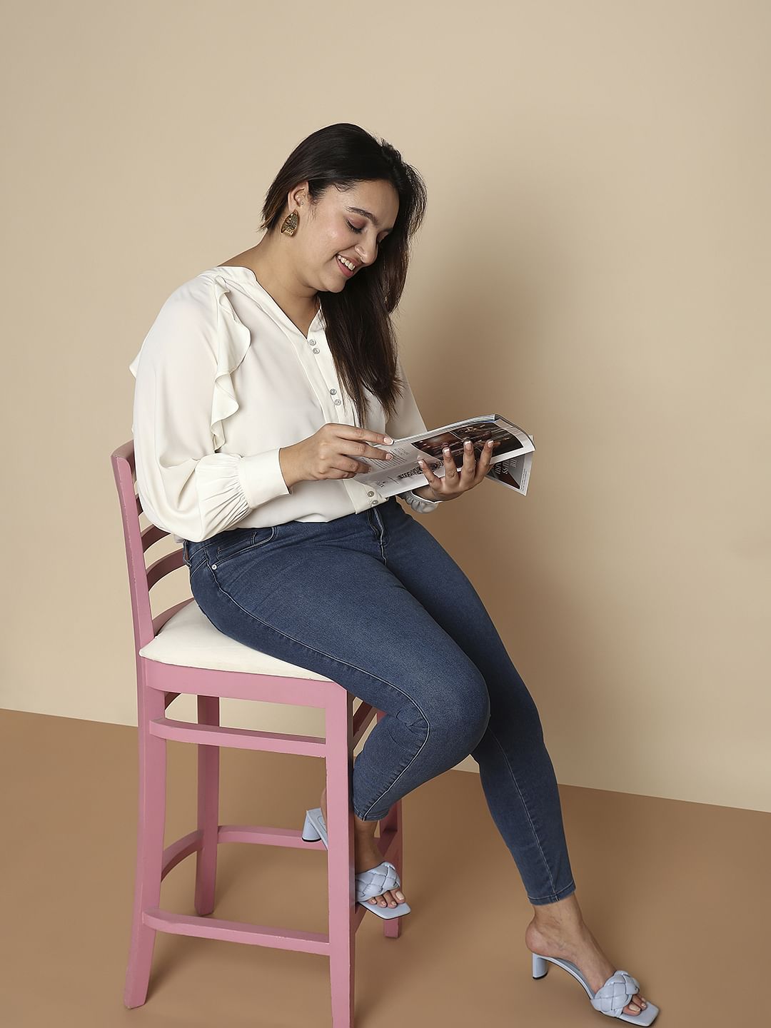 Curve Blue Mid Rise Skinny Fit Jeans