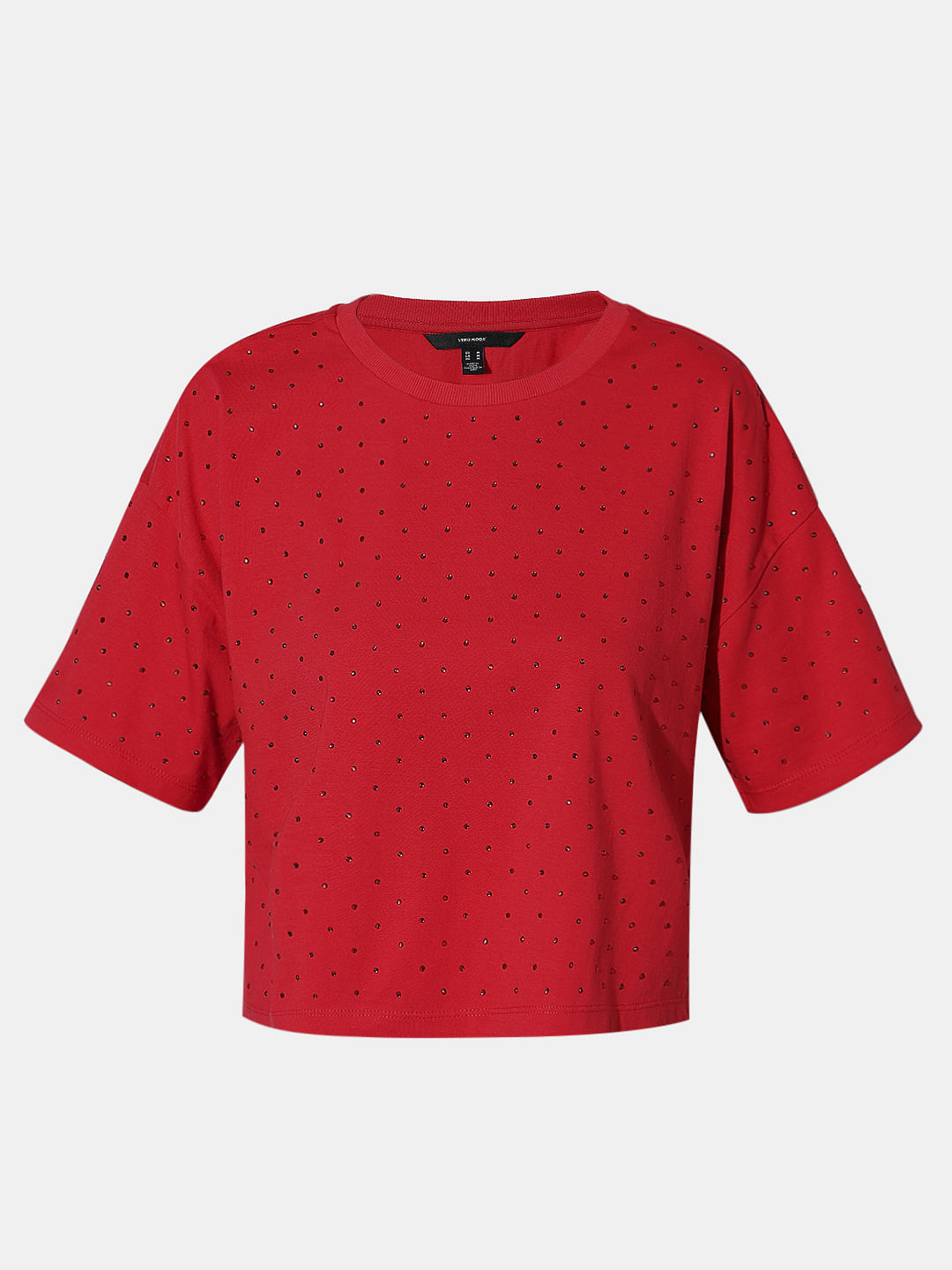 Red Embellished Knit Top