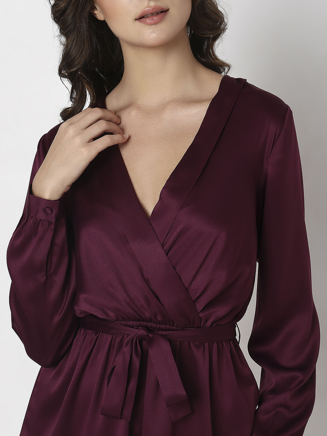 Maroon V-Neck Playsuit