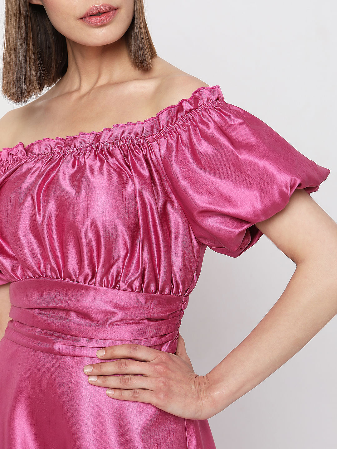 Ombre Pink Off-Shoulder Dress