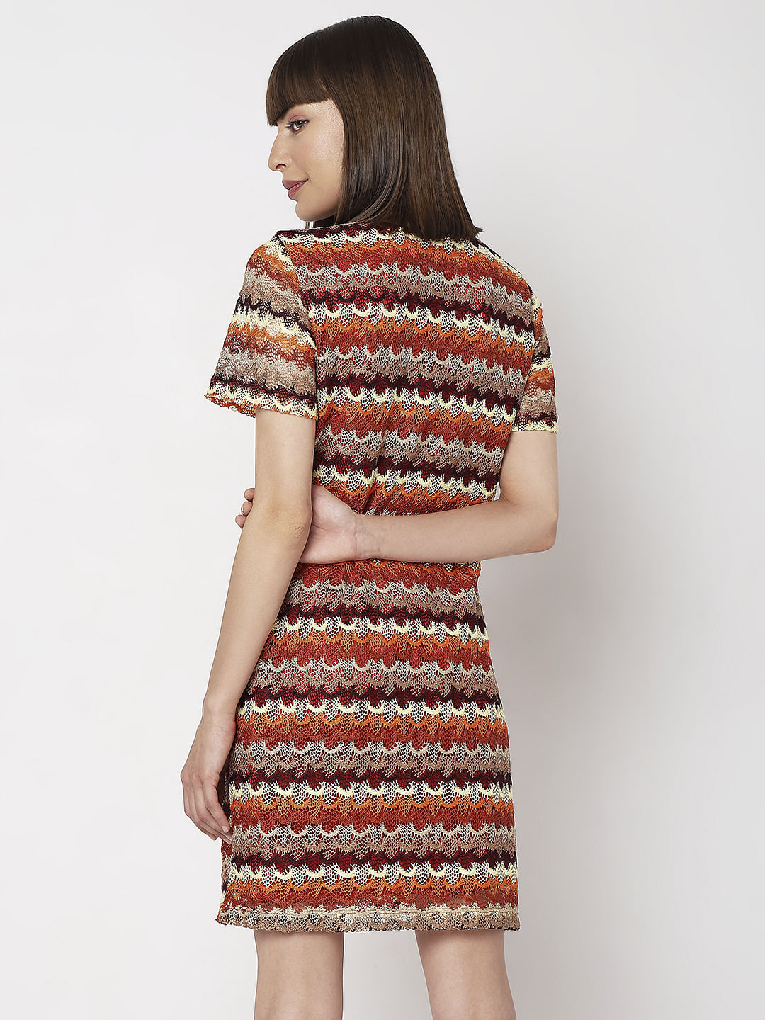 Multi-Coloured Printed Lace Dress