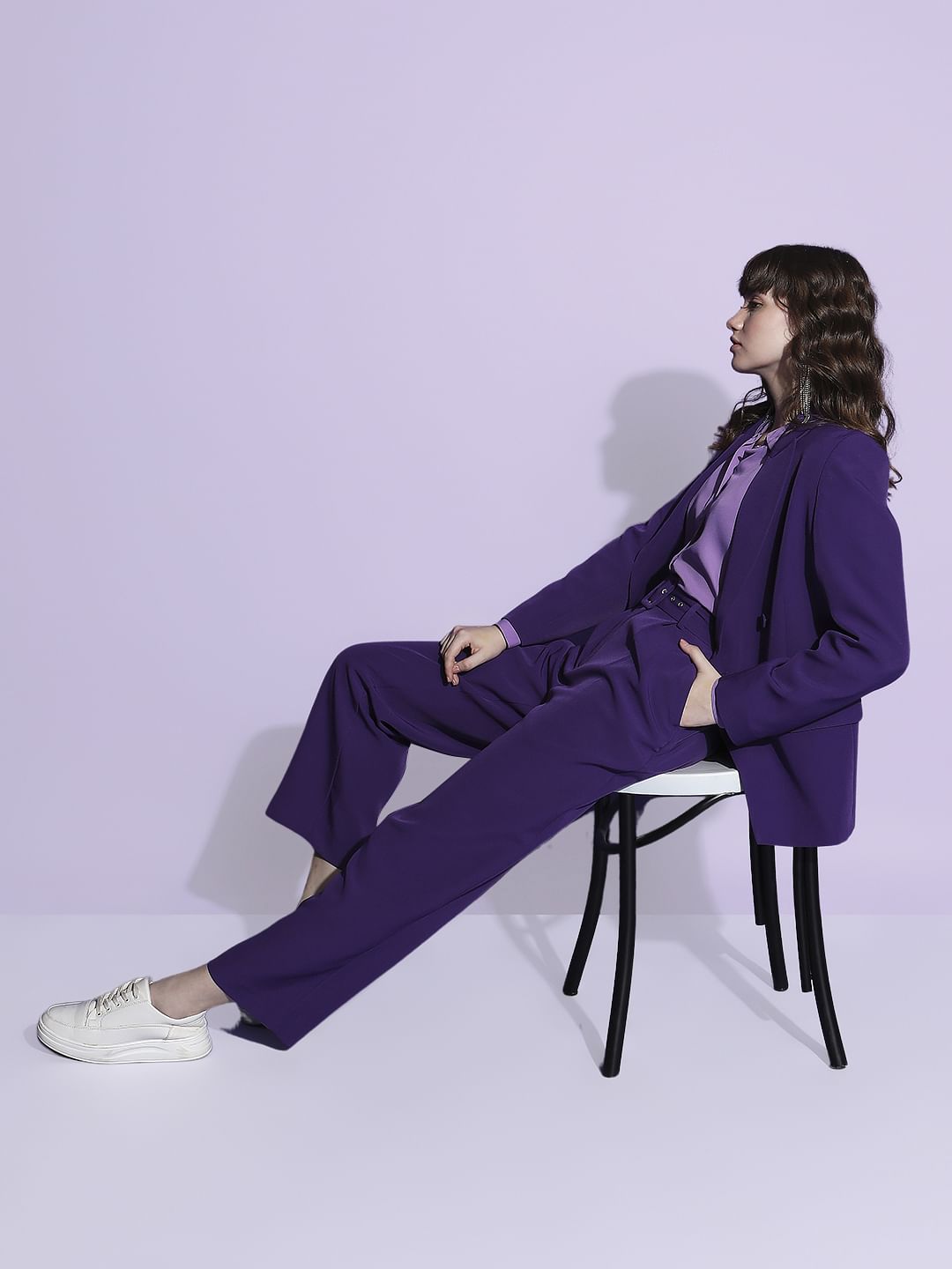 Purple High Rise Co-Ord Set Pants