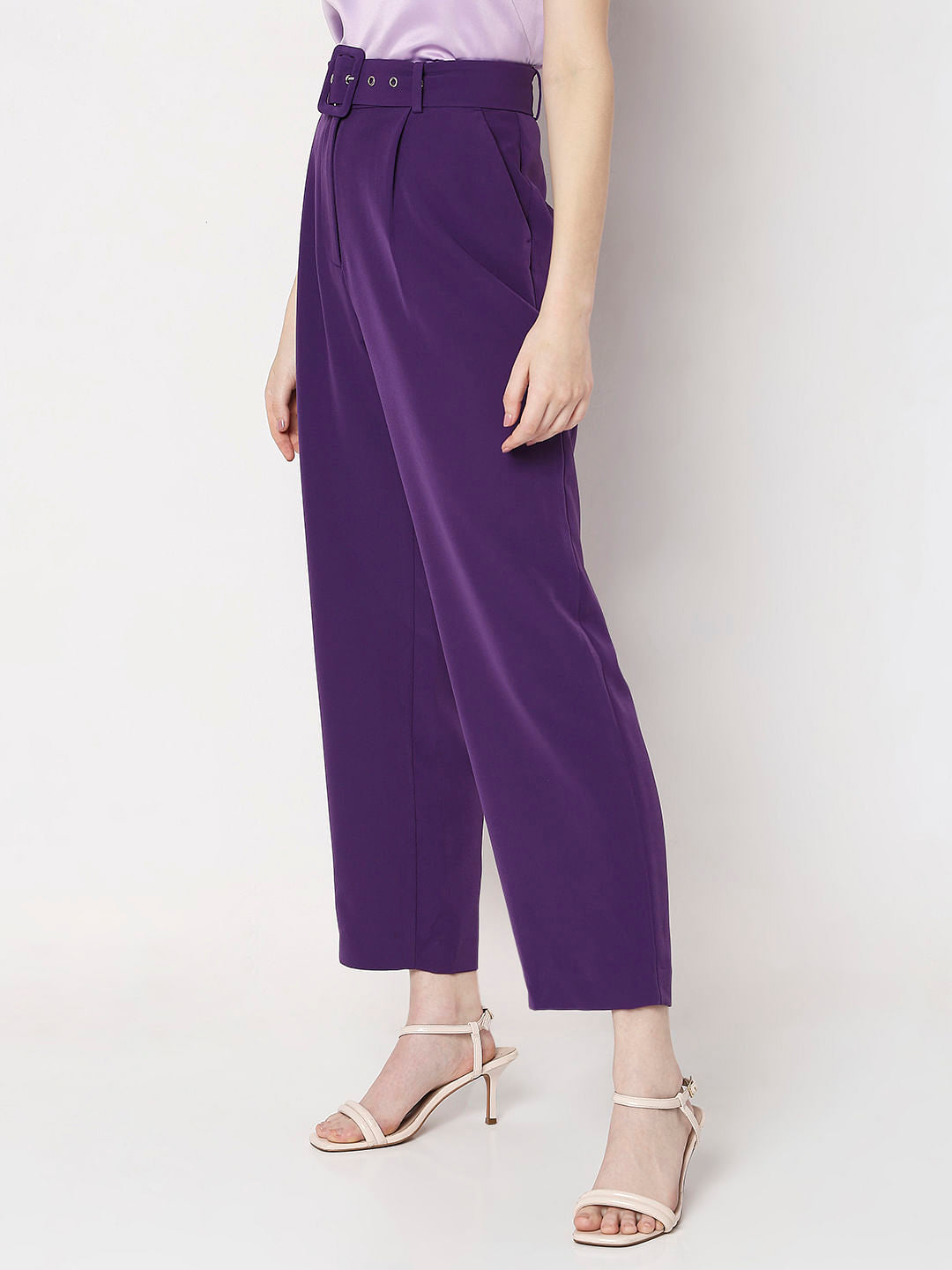 Purple High Rise Co-Ord Set Pants